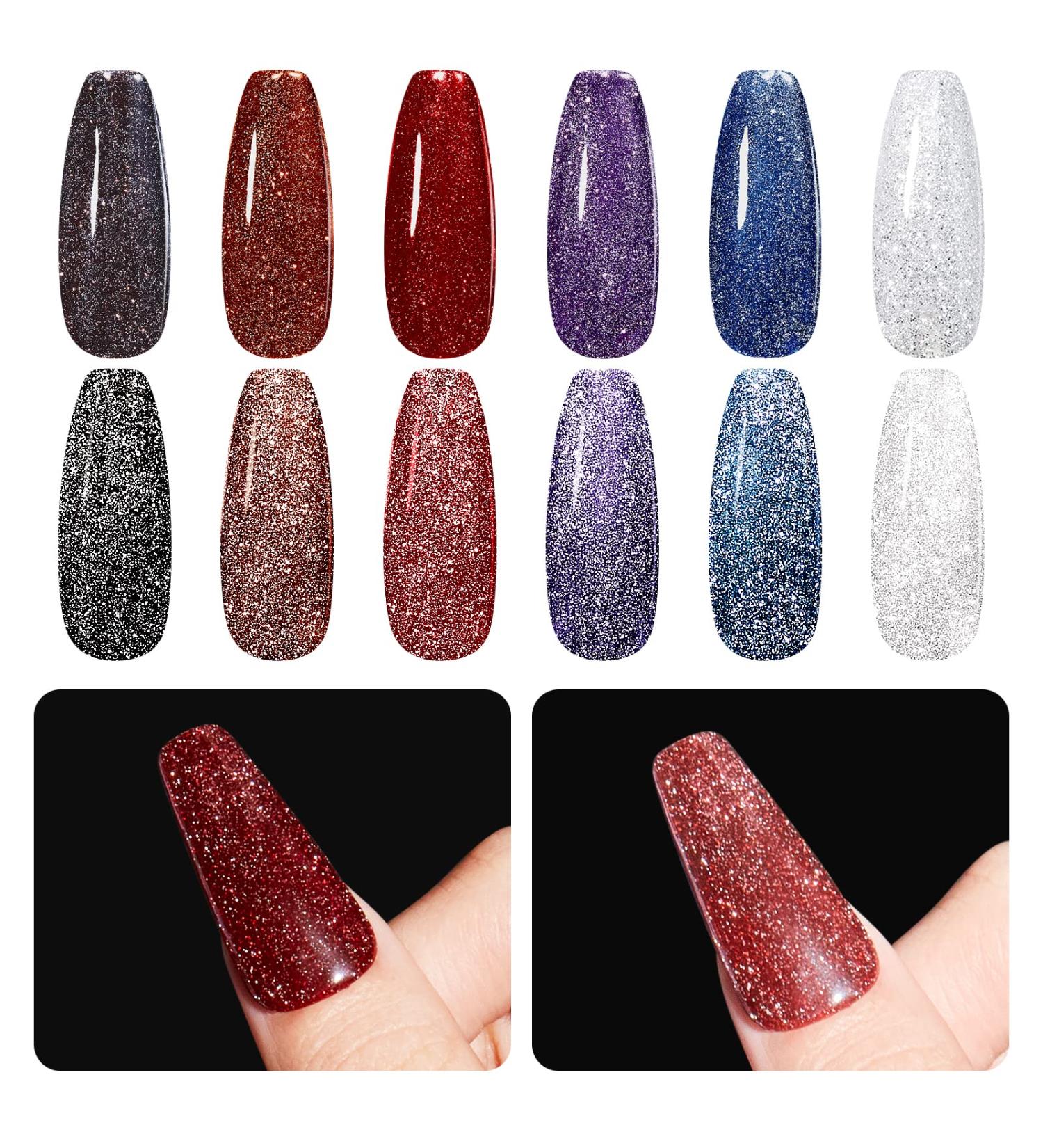 GELLEN Reflective Glitter Gel Nail Polish Set - 6 Holographic Colors for Trendy Sparkle DIY Manicure - Buy Online on GoSupps.com