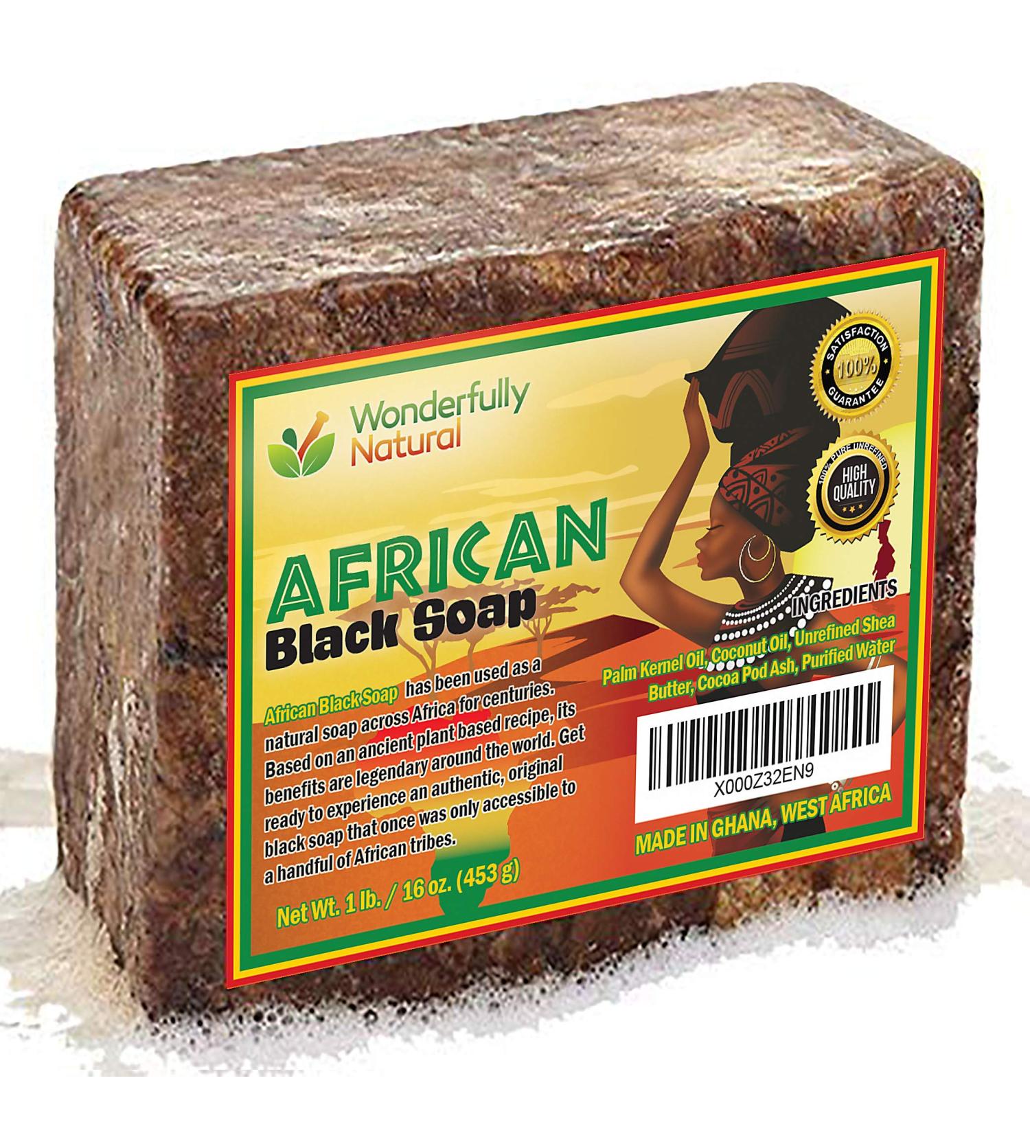 Organic African Black Soap 1lb Bar for Acne & Dark Spots | Face & Body Treatment | 60-Day Guarantee - Buy Online on GoSupps.com