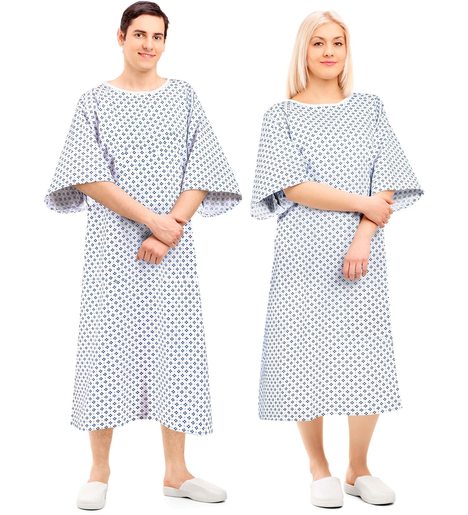 Prime Hospital Gown for Men and Women - Soft Cotton Blend - Wrinkle-Free - Fits Up to 2XL - Multipurpose Patient Gown - Reusable & Washable - Buy Online on GoSupps.com