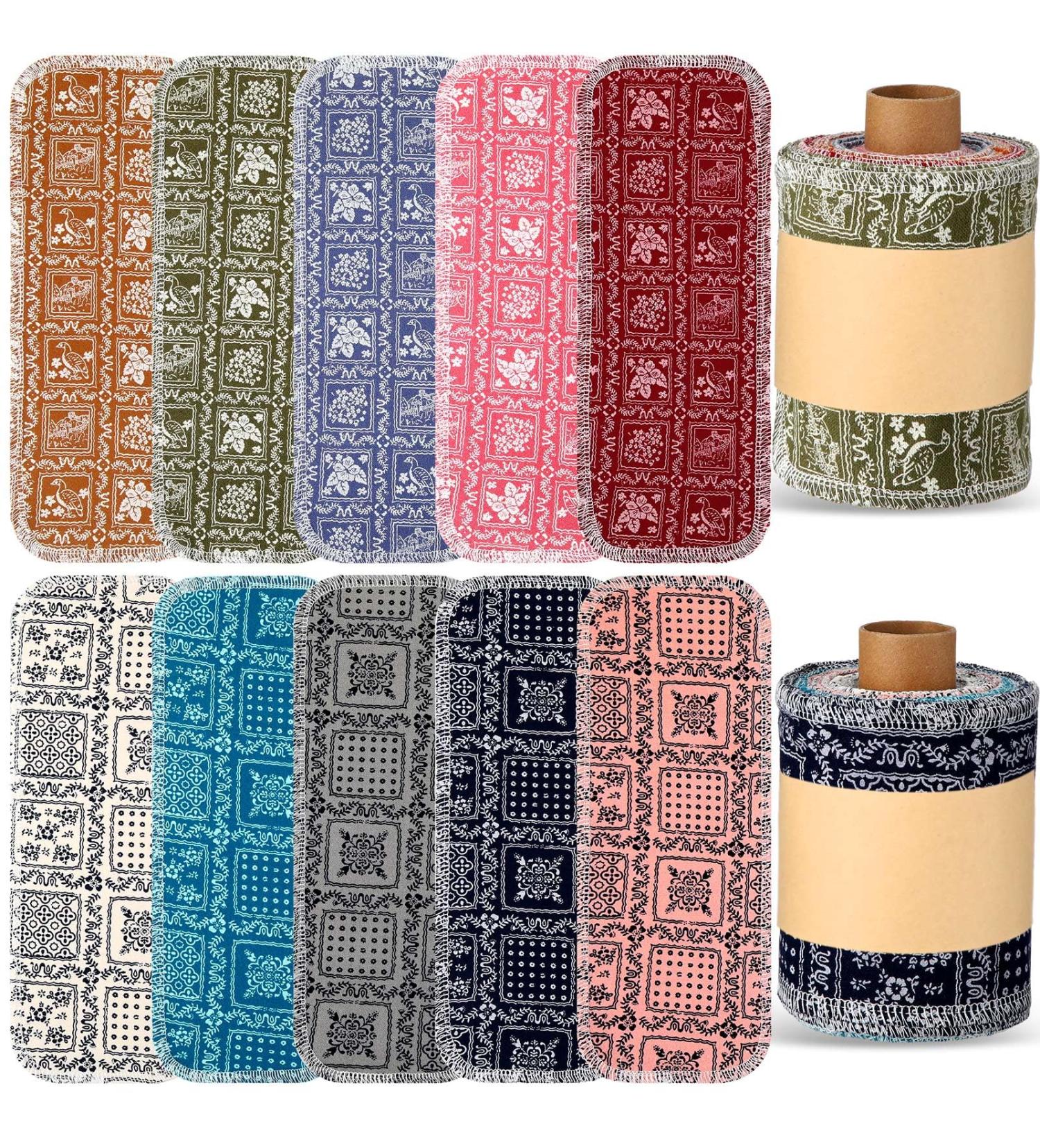 Vitalcozy 50-Pack Reusable Cotton Toilet Towels | Washable Bidet & Paperless Kitchen Towels | Eco-Friendly Vintage Flower Design - Buy Online on GoSupps.com