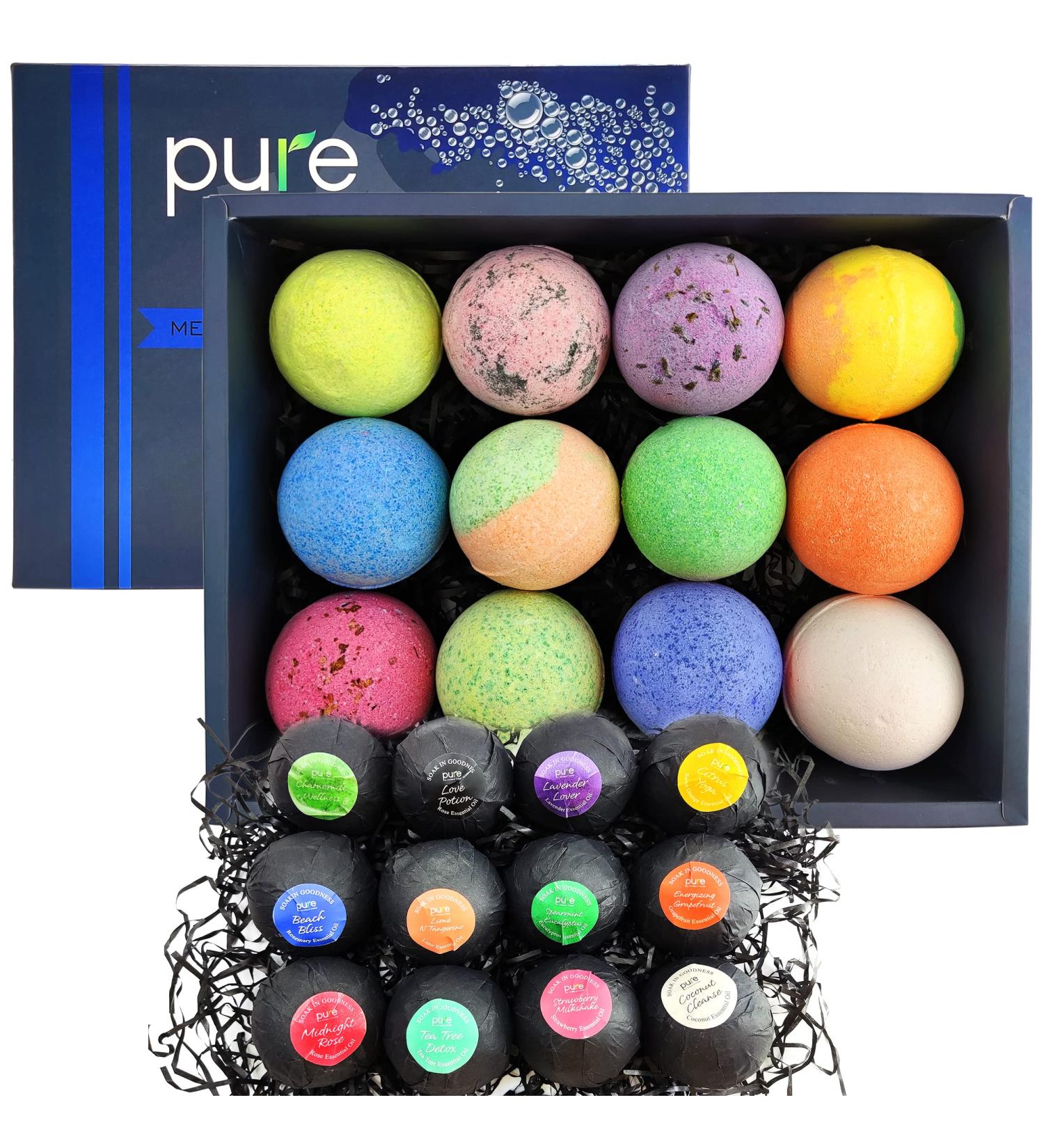 Organic Bath Bomb Gift Set for Men - Pack of 12 | Special Occasion Gift for Dad, Husband, Boyfriend | Spa Bombs for Bath & Relaxation - Buy Online on GoSupps.com