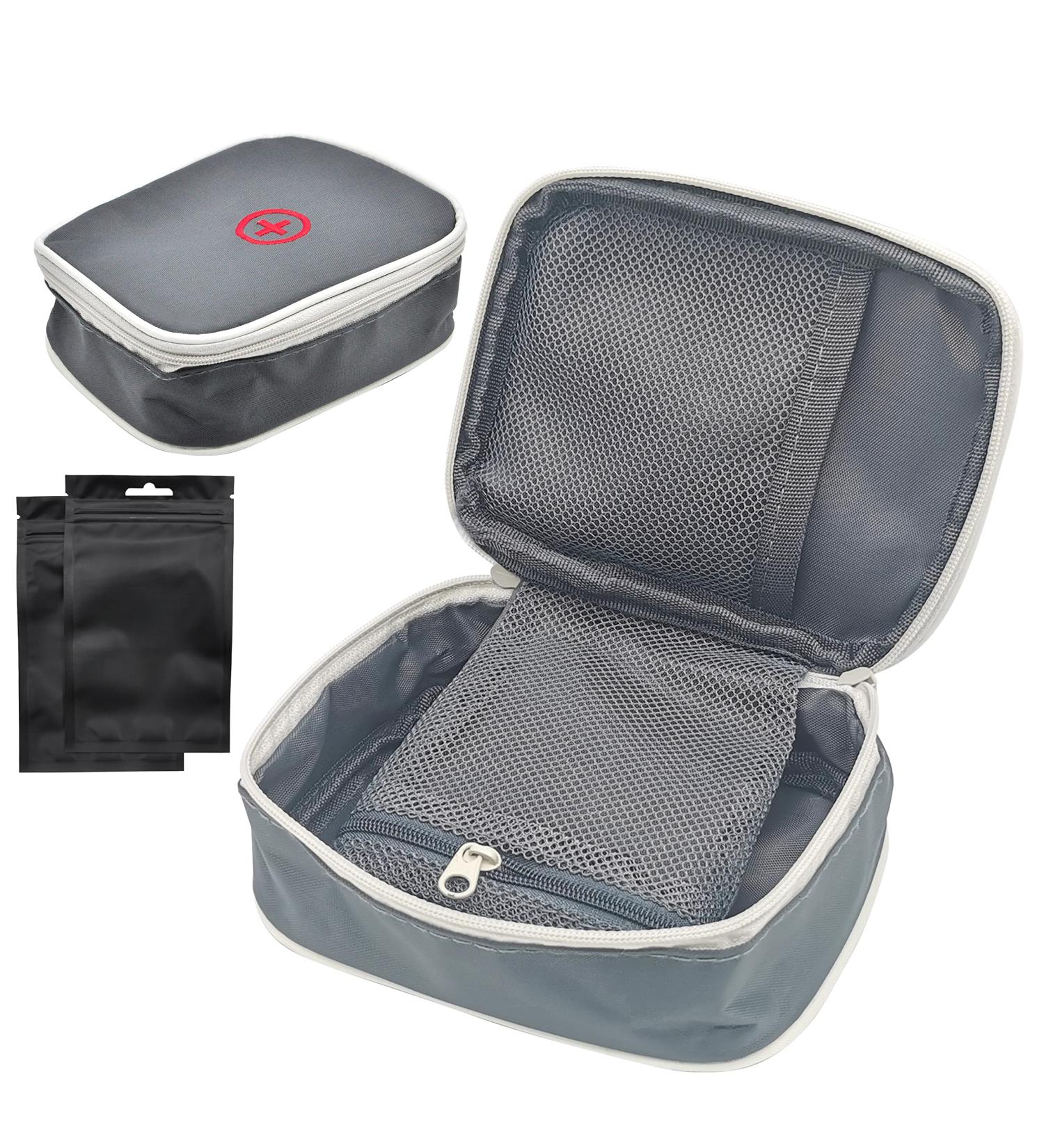 Easy Carry Mini Medicine Container - Travel-Friendly Multi-Pocket Design - 13x10x4cm - Gray - Buy Online on GoSupps.com