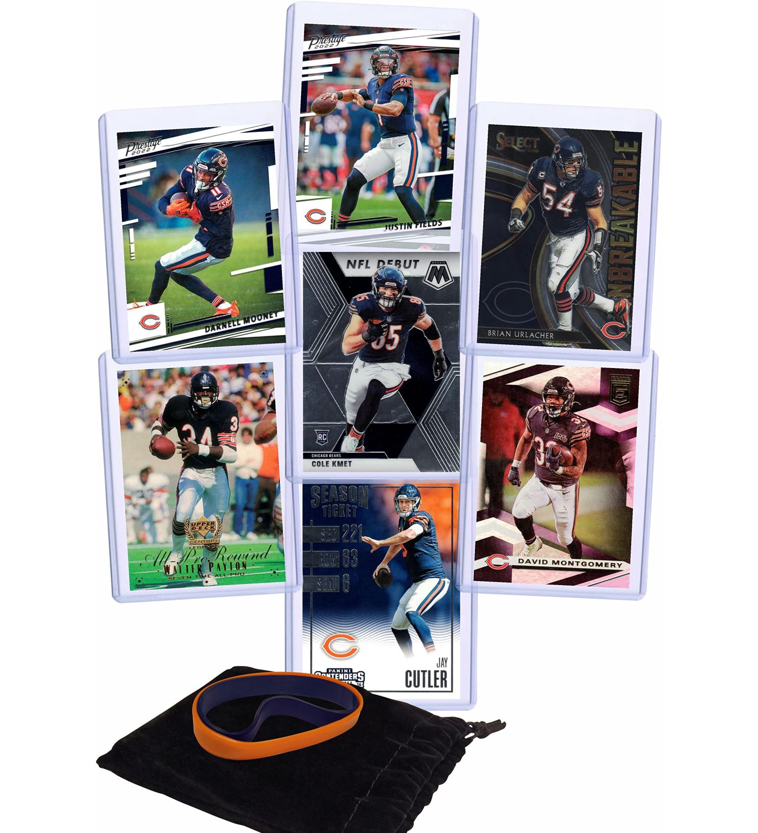 Chicago Bears Football Stars & Legends Trading Card Bundle - Justin Fields, David Montgomery, Darnell Mooney, Cole Kmet, Brian Urlacher, Walter Payton, Jay Cutler + Wristbands - Buy Online on GoSupps.com
