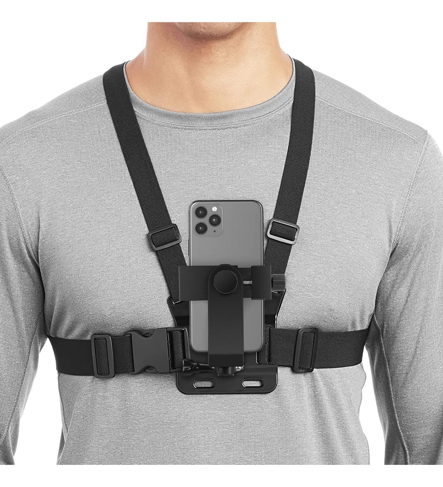 Mobile Phone Chest Strap Mount for VLOG/POV with GoPro & Action Cameras | iPhone 13 12 11 Pro Max Samsung | Adjustable Holder for Cell Phones 4-7in - Buy Online on GoSupps.com