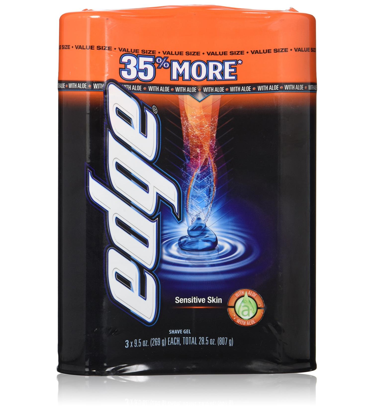 Edge Shave Gel Sensitive Skin with Aloe 9.5 oz - 3 Pack | Soothing & Comfortable Shaving Experience - Buy Online on GoSupps.com