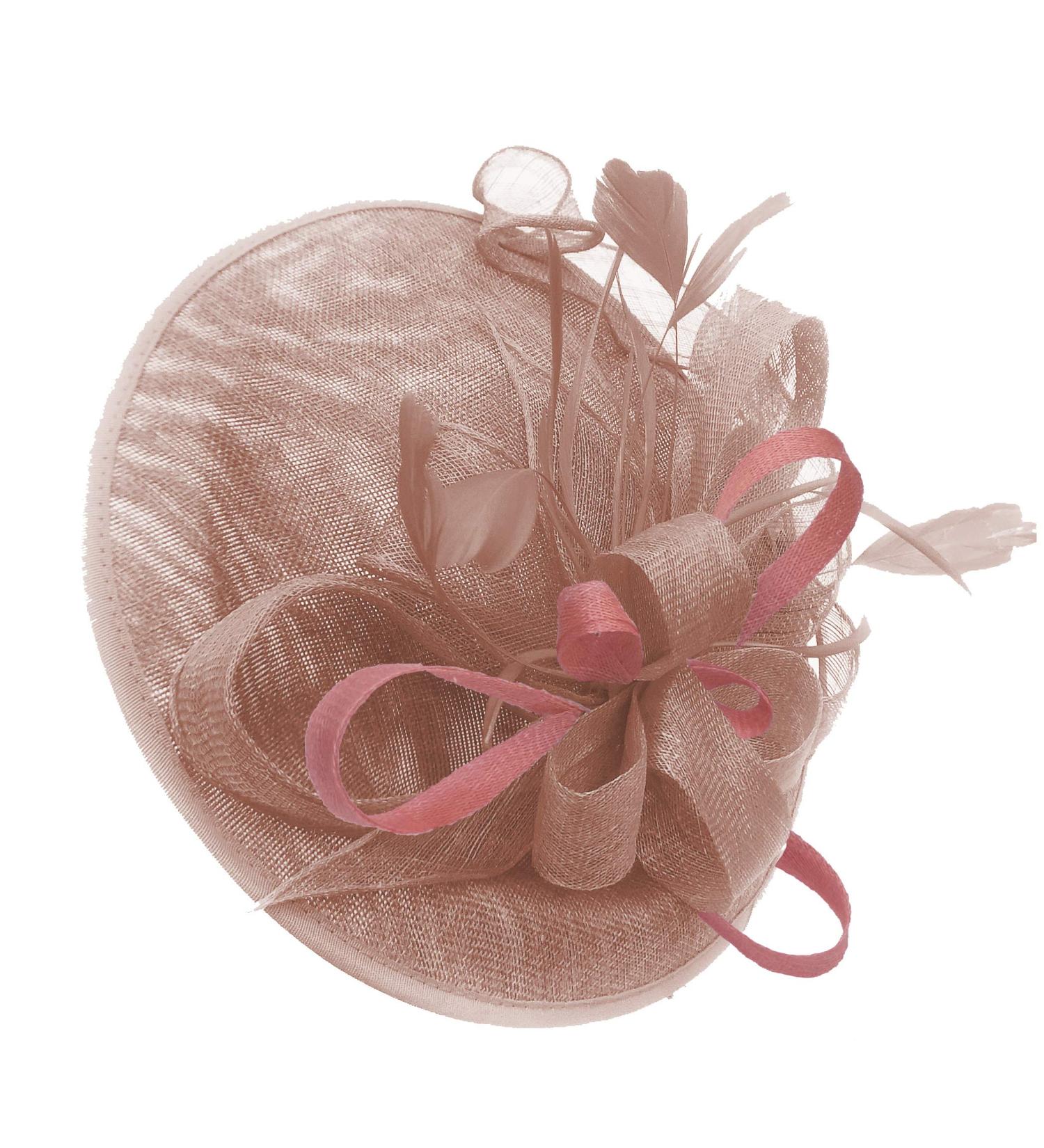 Caprilite Dusty Pink and Dusty Pink Sinamay Big Disc Saucer Fascinator Hat for Women Weddings Headband - Buy Online on GoSupps.com
