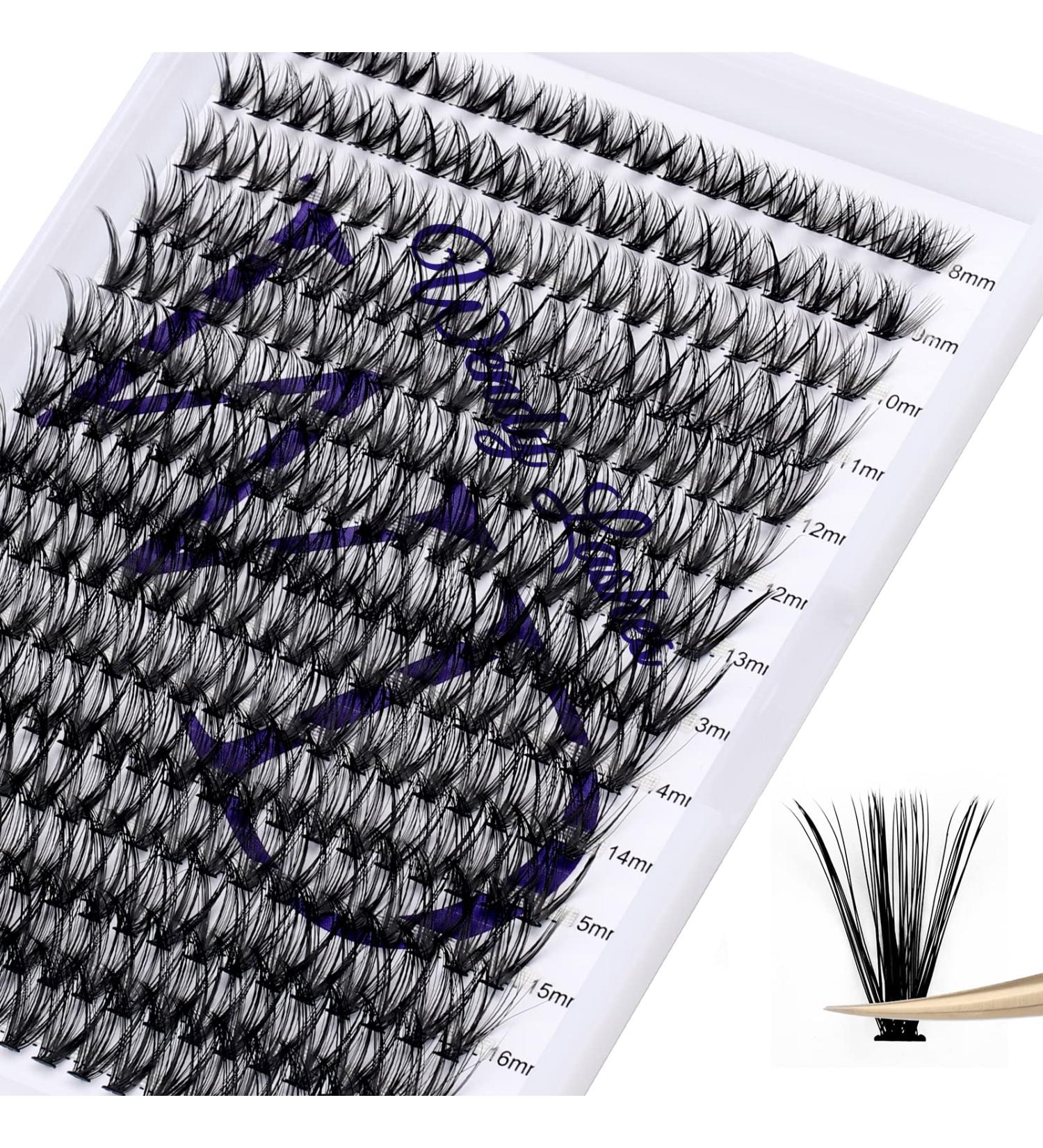 300PCS 40D 0.07mm D Curl Individual Cluster Lashes Extension | Mixed Lash Clusters 8-16mm | DIY Home Eyelashes Extensions - RR-8-16mm Wide Stem - Buy Online on GoSupps.com