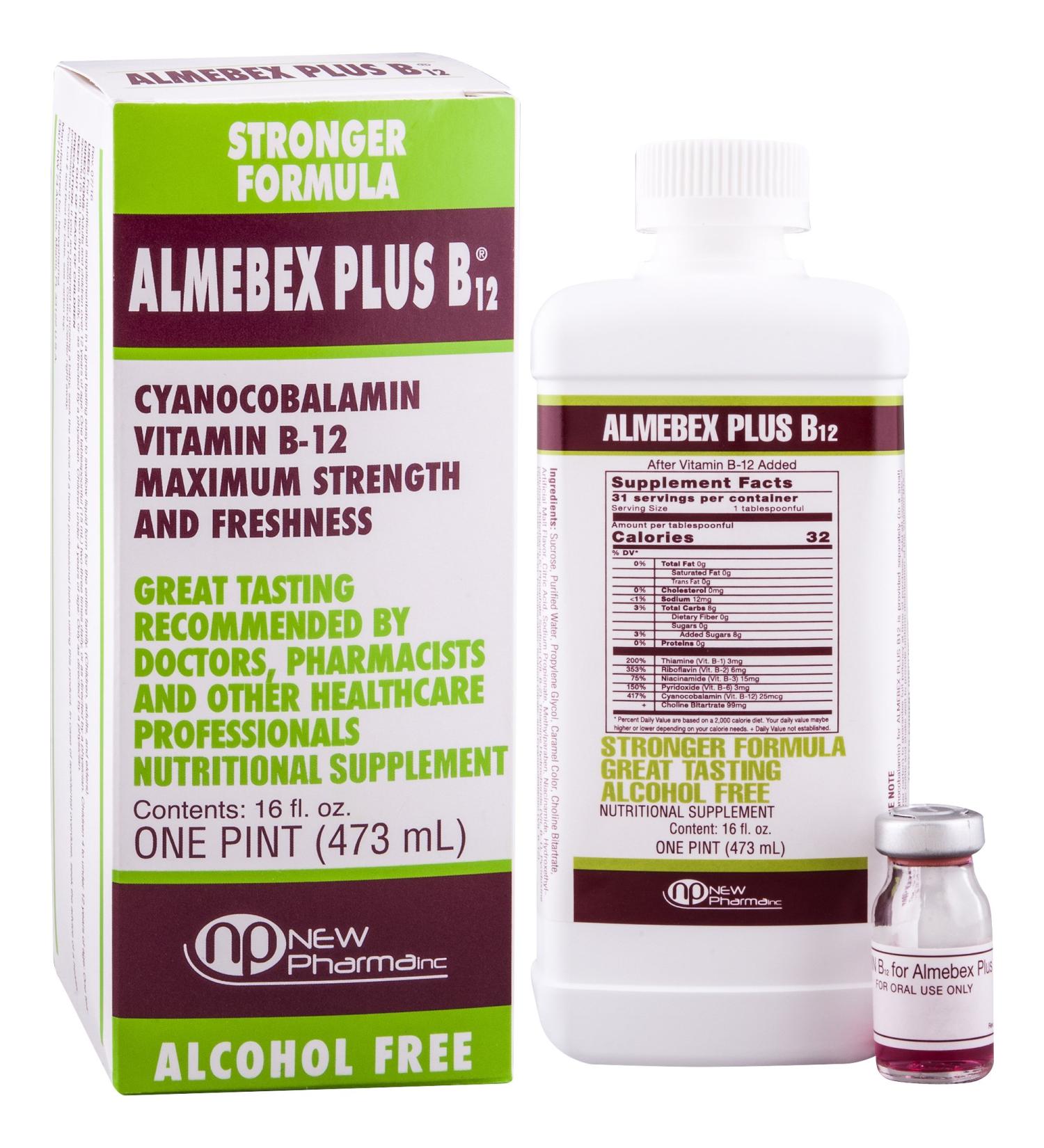 Almebex Plus B12 16 fl. oz - Newpharma INC - Fast-Acting Vitamin B12 Supplement - Buy Online on GoSupps.com