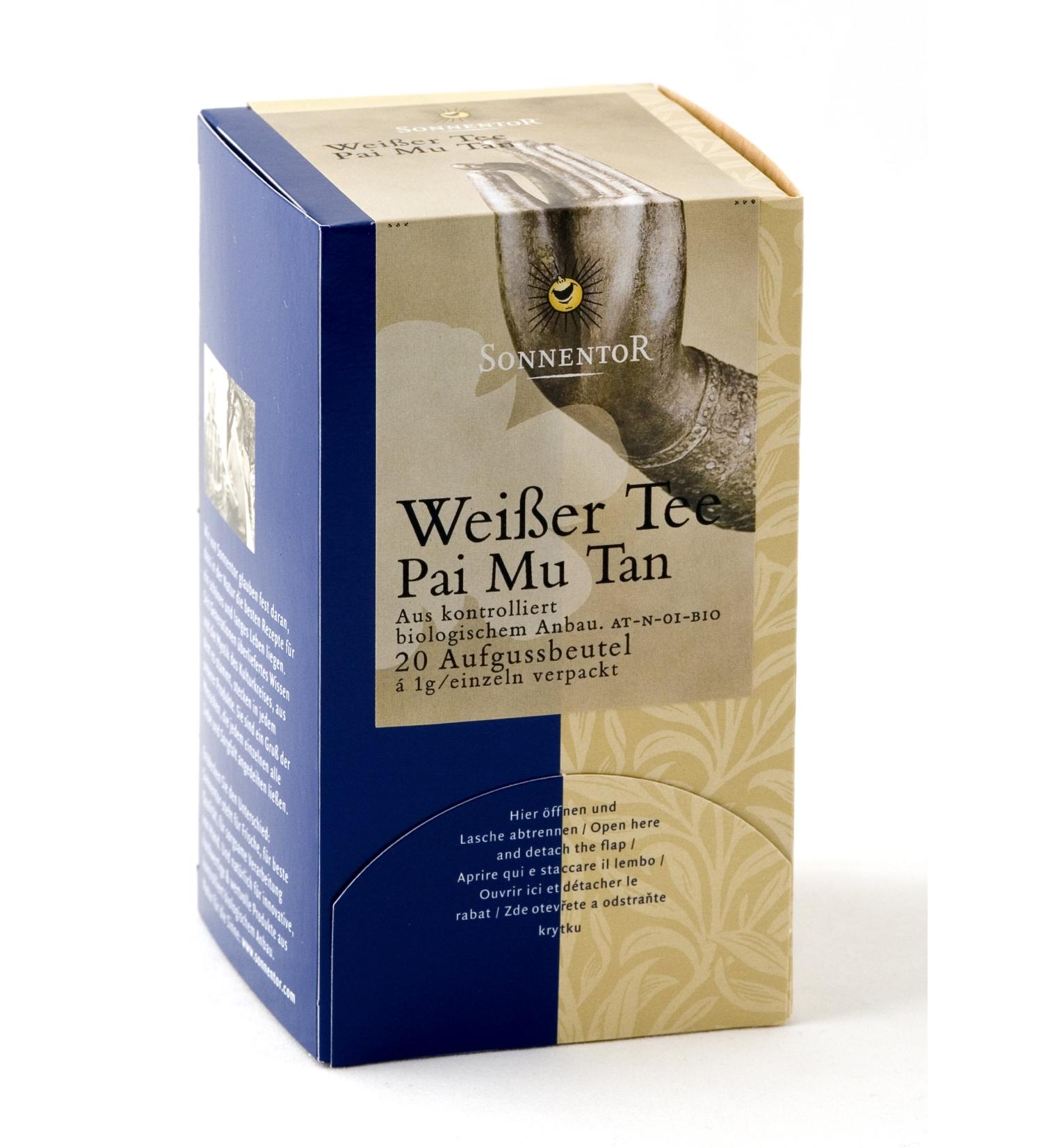 Sonnentor White Tea Pai Mu Tan Tea Bags Pack of 2 (2 x 20 g) - Organic