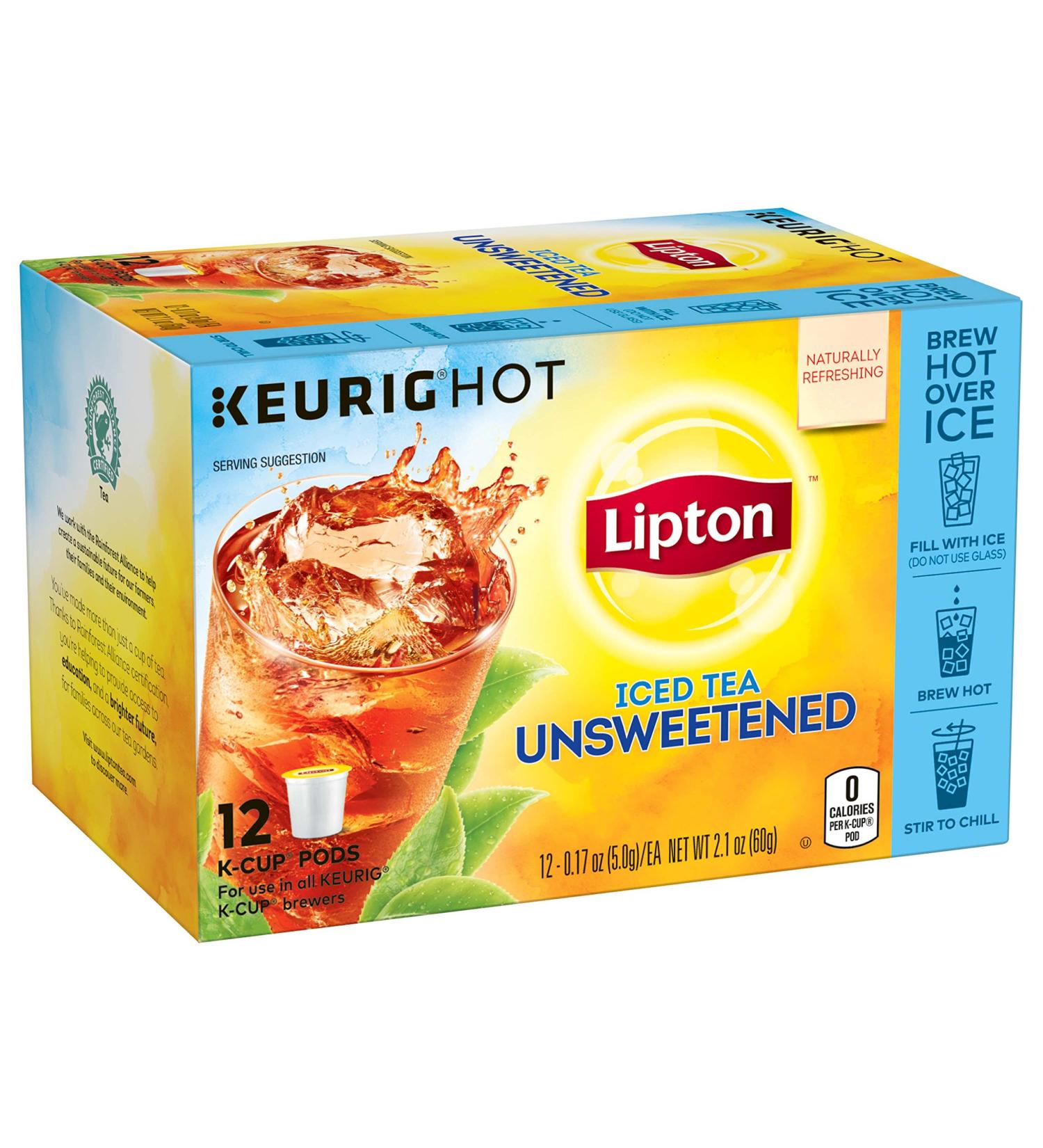 Lipton Iced Black Tea Unsweetened K Cups Pods 12 ct - Refreshing and Convenient - Buy Online on GoSupps.com