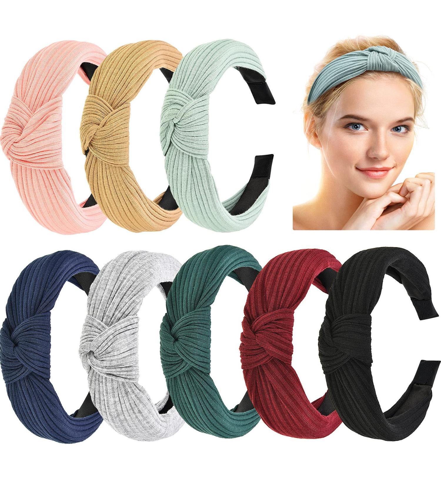 Maxdot 8-Piece Knotted Wide Headbands Set for Women - Elastic Turban Hair Accessories - Buy Online on GoSupps.com