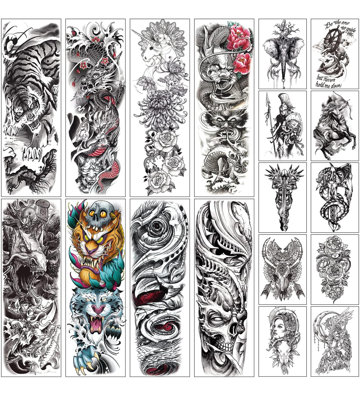 Aresvns Cool Temporary Tattoos for Men and Women 18sheets  Halloween Full arm temporary tattoo Waterproof sleeve tattoos and half arm tattoos for adults  - Buy Online on GoSupps.com