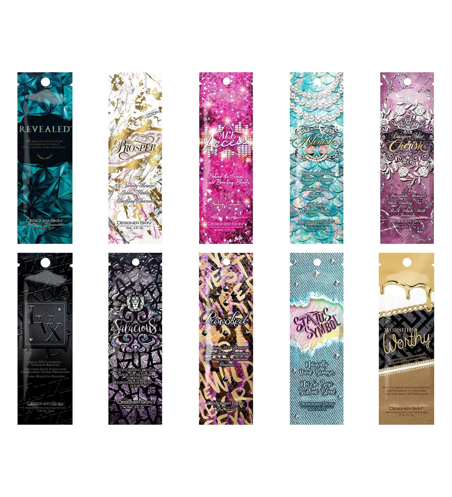 Designer Skin Tanning Lotion Packets Assortment - 10 Samples/Packettes - Buy Online on GoSupps.com