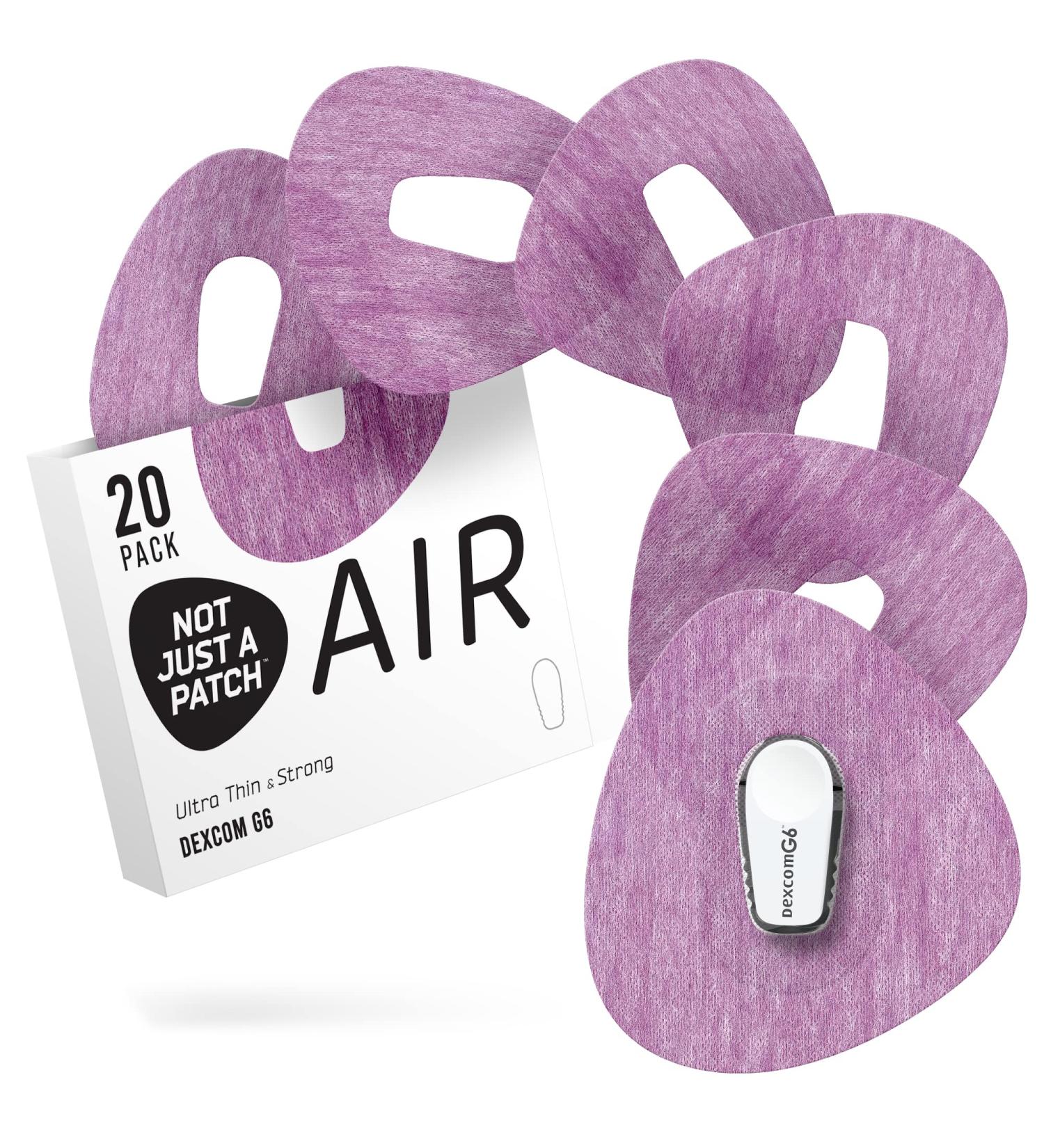 Not Just A Patch Air (20 Pack) - CGM Dexcom G6 Adhesive Patches with Hole -Thin Strong and Light 14 Day Adhesion Durable Skin Grip Dexcom Patches G6 Sensor Protectors in Purple - Buy Online on GoSupps.com