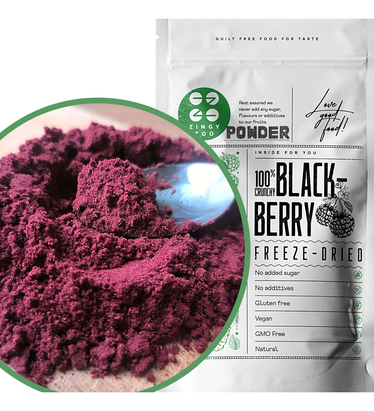 ZINGY ZOO Pure natural blackberry powder without additives | XL 300g Freeze-dried fruit powder for superfood smoothies cocktails pastries cake decorations | Brombeeren pulver fruchtpulver - Buy Online on GoSupps.com