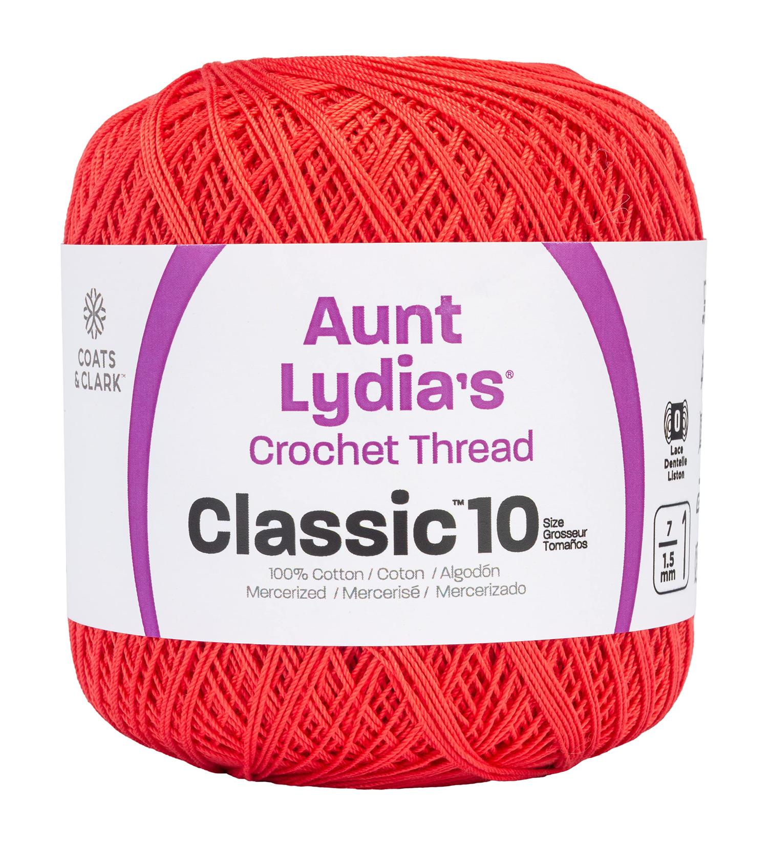 Aunt Lydia Classic Crochet Thread - Bright Coral | High-Quality Thread for Crocheting Projects - Buy Online on GoSupps.com