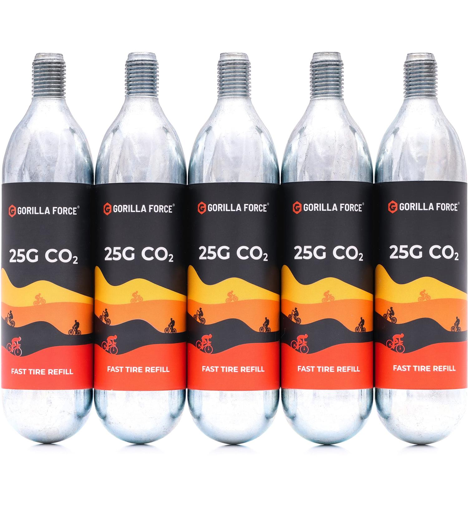 Gorilla Force 25g Threaded CO2 Cartridges - Value Pack of 5 for Bike Tire Inflators - Buy Online on GoSupps.com