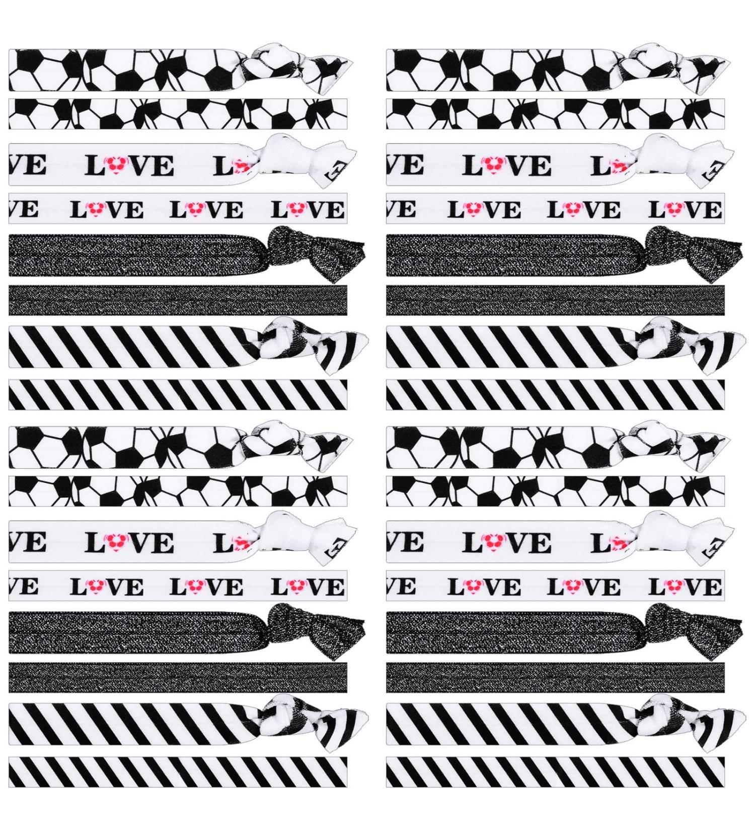 Soccer Hair Accessories Set - 24 Piece Elastic Hair Ties & Scrunchies for Women and Girls - Buy Online on GoSupps.com