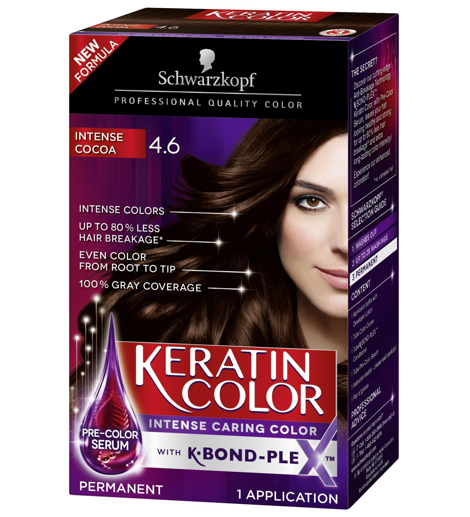 Schwarzkopf Keratin Color 4.6 Intense Cocoa - Permanent Hair Color Cream for Luxurious Shine | International Shipping Available - Buy Online on GoSupps.com