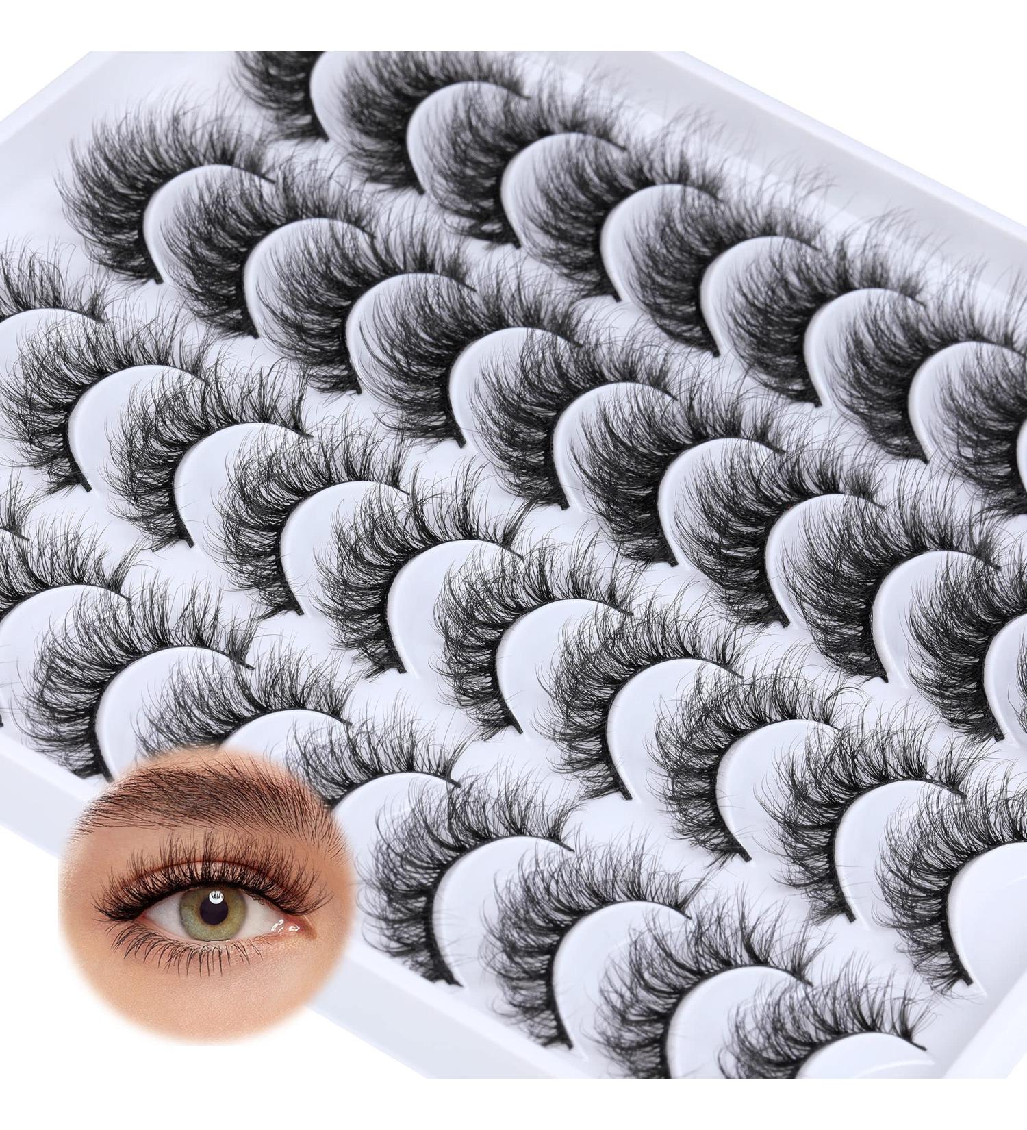 Newcally Mink Fluffy False Eyelashes 20 Pairs D Curl Natural 5D Volume Multipack - Buy Online on GoSupps.com