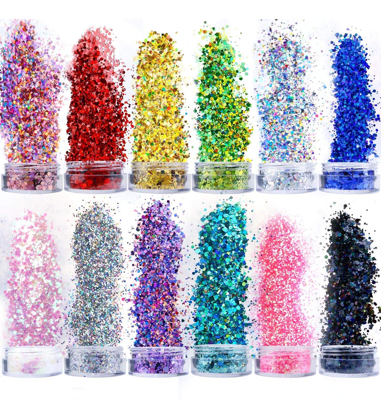 Otherwise 12 Boxes Face & Body Glitter - Chunky Star Hexagon Heart & Moon Sequins for Makeup Nails Eyes & Hair - International Shipping - Buy Online on GoSupps.com