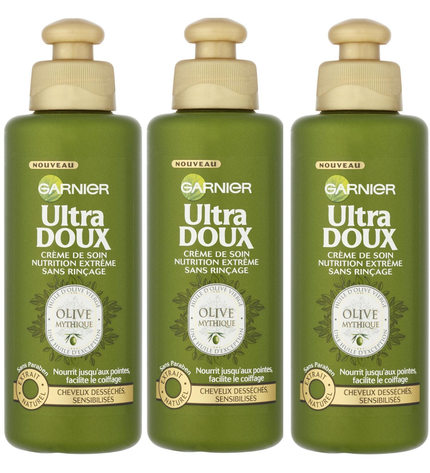 Garnier Ultra Doux Mythic Olive - Extreme Nutrition Leave-In Cream - Pack of 3