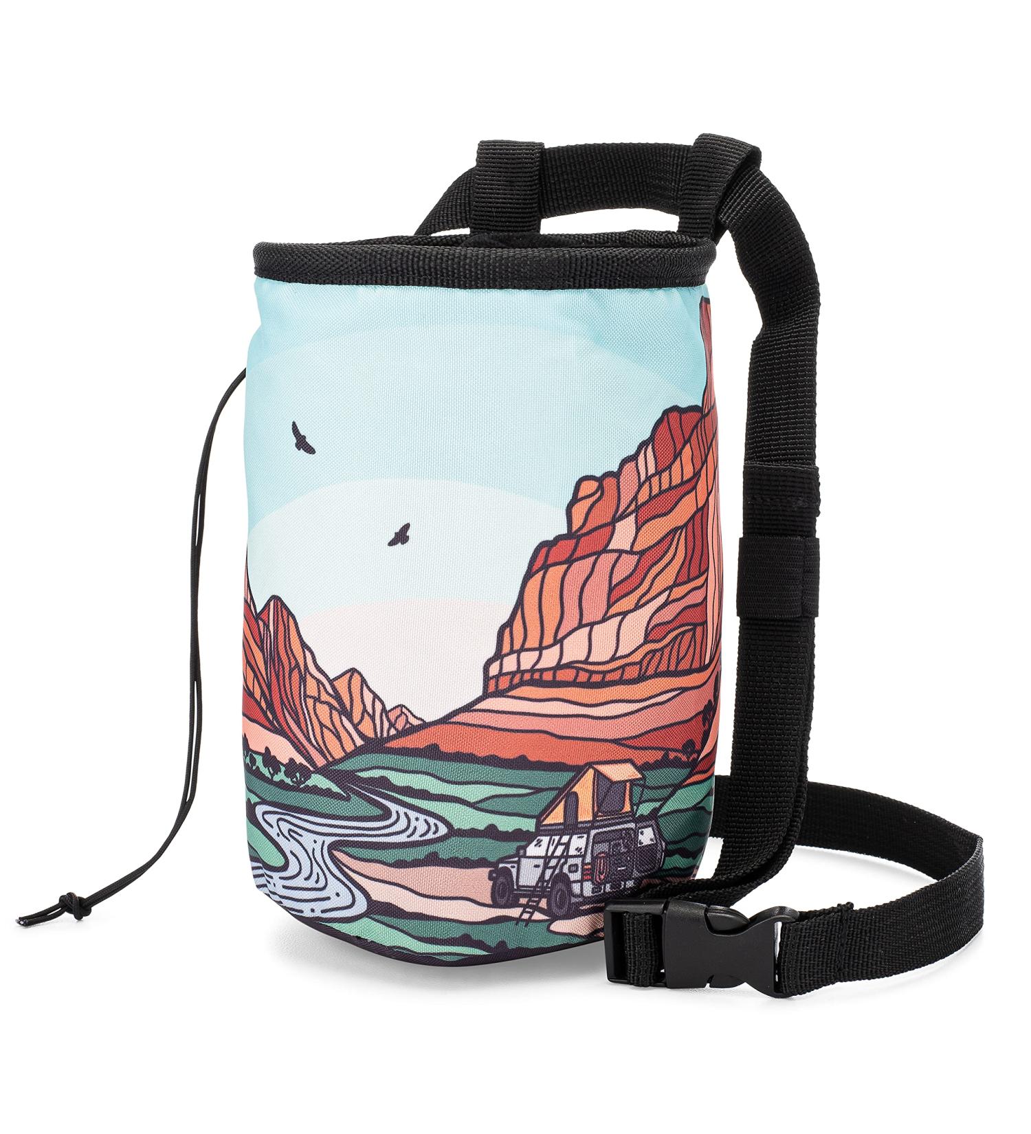 OSO Supply Co Climbing Chalk Bag - Drawstring Closure, Adjustable Waist Belt - Ideal for Rock Climbing, Bouldering, Weightlifting - Zion - Buy Online on GoSupps.com