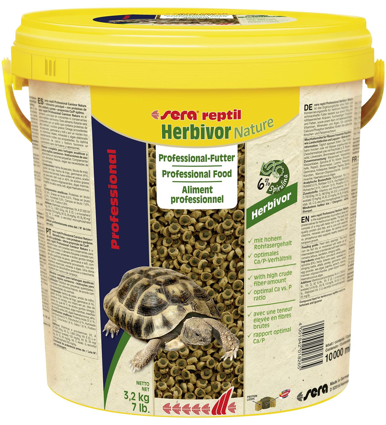 Sera Reptil Professional Herbivor Nature 10L | Premium Food for Land Turtles & Iguanas | No Colors/Preservatives | Rich in Vitamins & Minerals - Buy Online on GoSupps.com