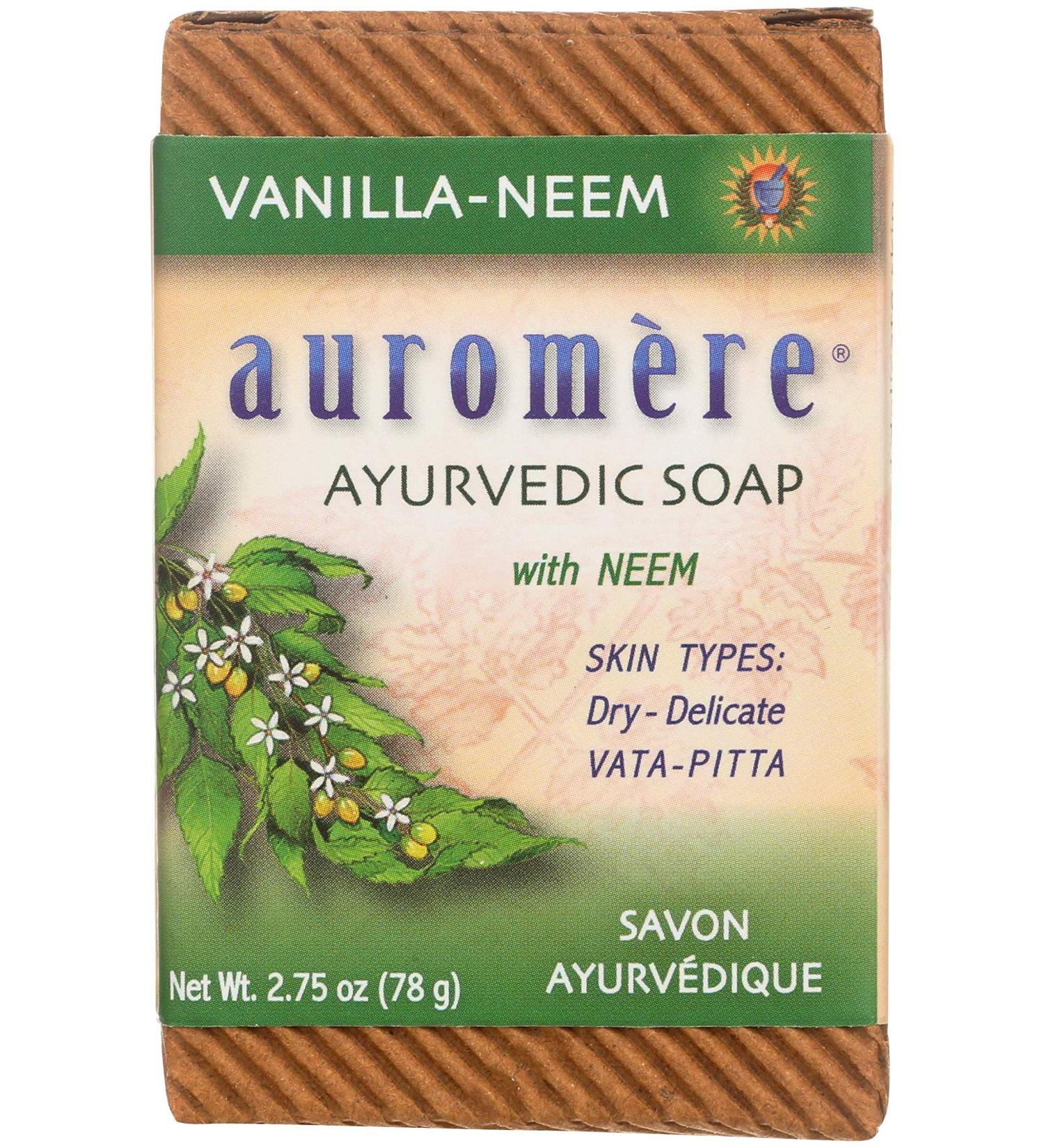Auromere Ayurvedic Neem Vanilla Soap - Natural Herbal Cleanser 2.75 oz - Buy Online on GoSupps.com