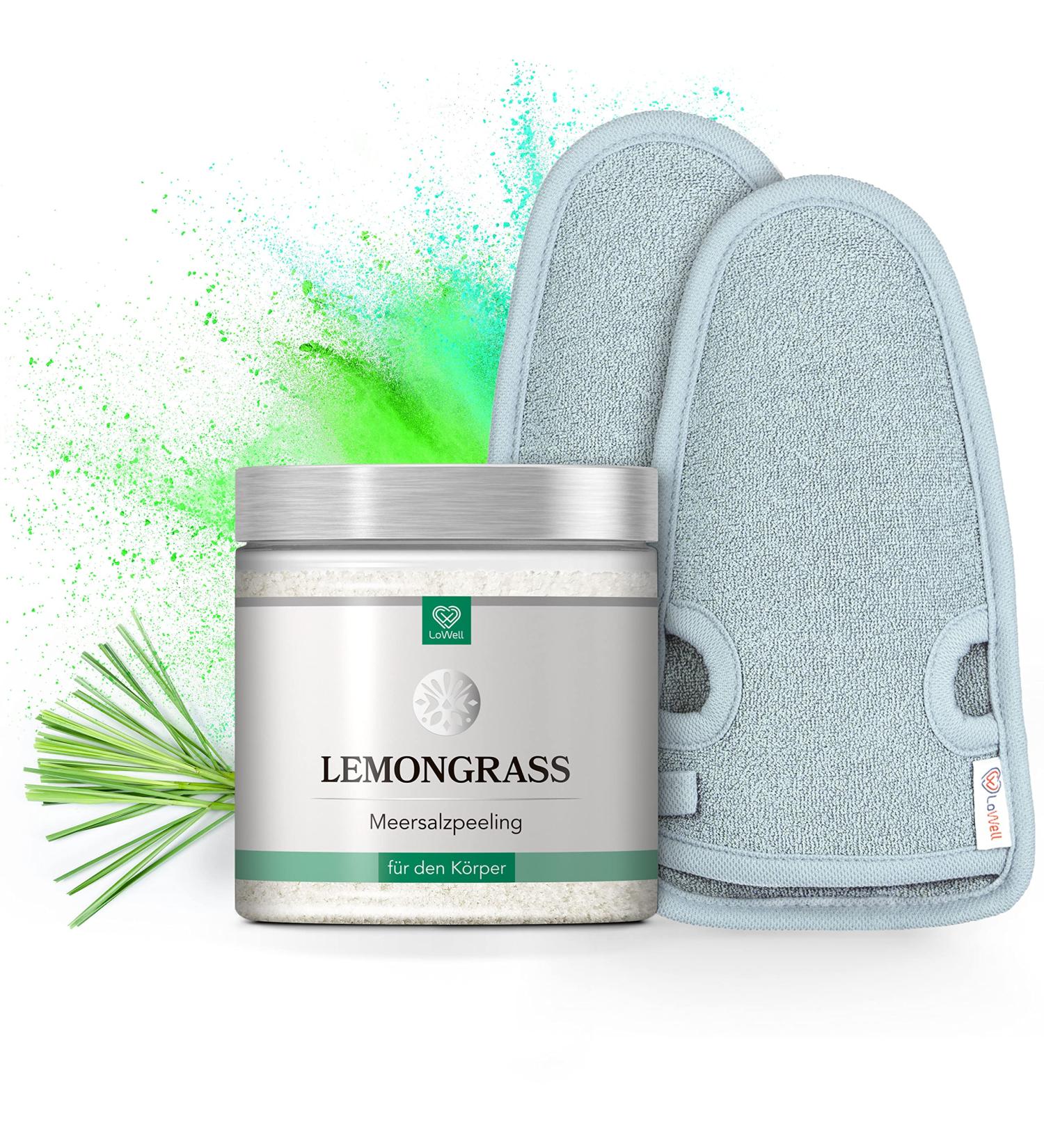 Lowell Body Peeling Set - 500g Hammam Peeling Glove & Lemongrass Body Scrub for Face & Body - International Shipping Available - Buy Online on GoSupps.com