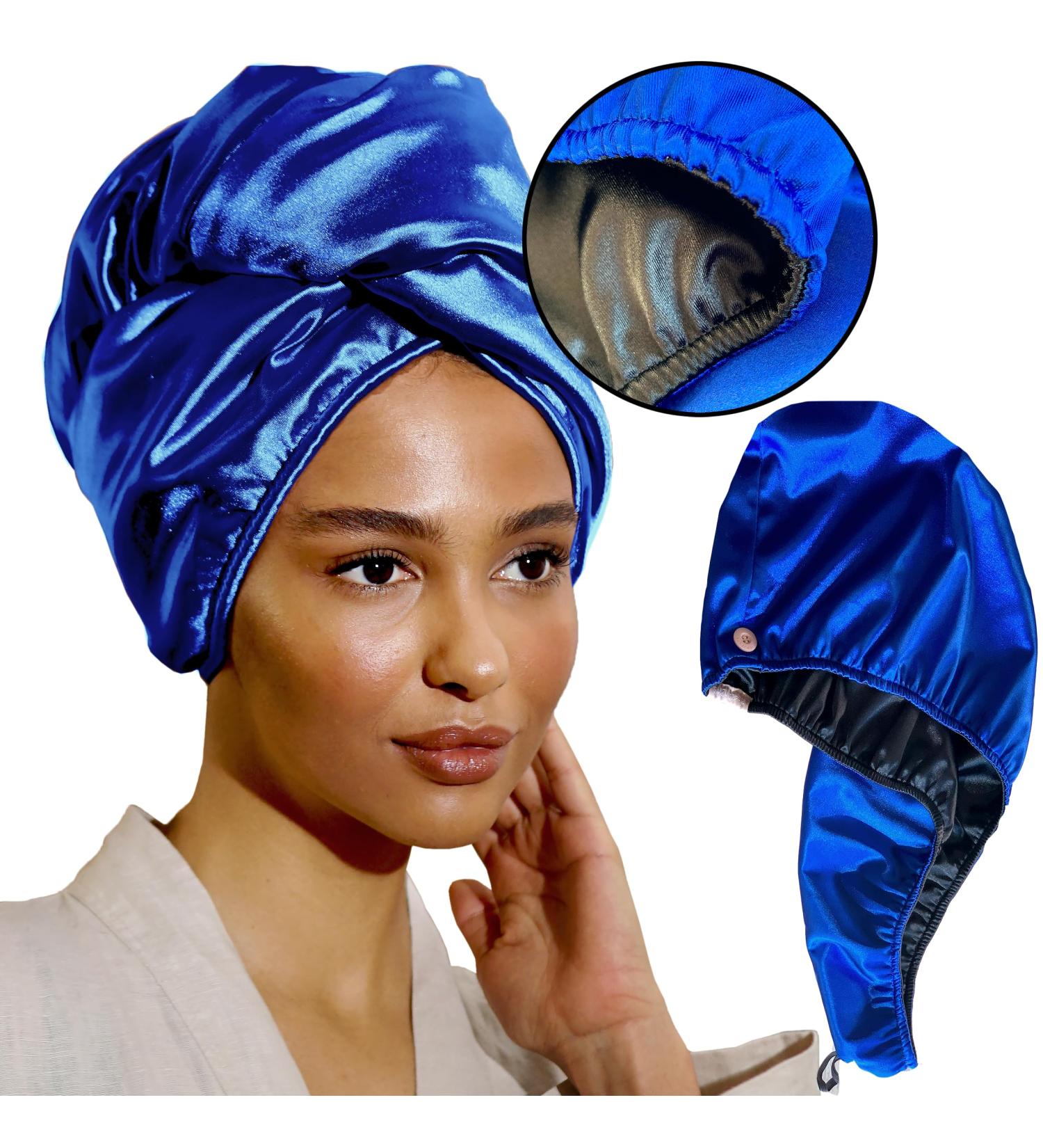SMPL Objects Satin Hair Towel for Women - Best Satin Plopping Towel for Curly & Wet Hair in Ultramarine Blue - GetaWay Solids - Buy Online on GoSupps.com