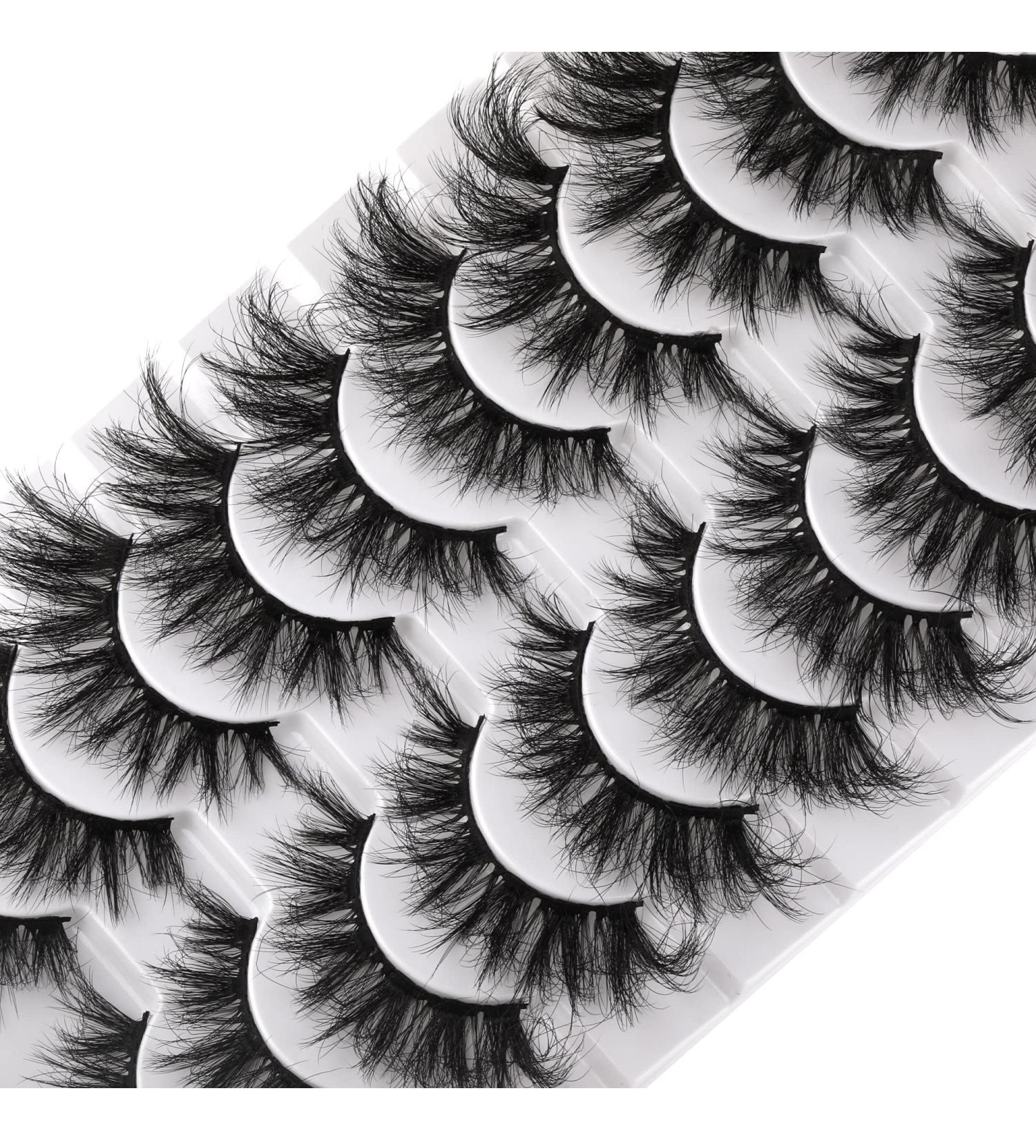 WiwoSEO Mink False Eyelashes - 10 Pairs Fluffy Dramatic Volume with 3D Cat Eye Effect - Buy Online on GoSupps.com