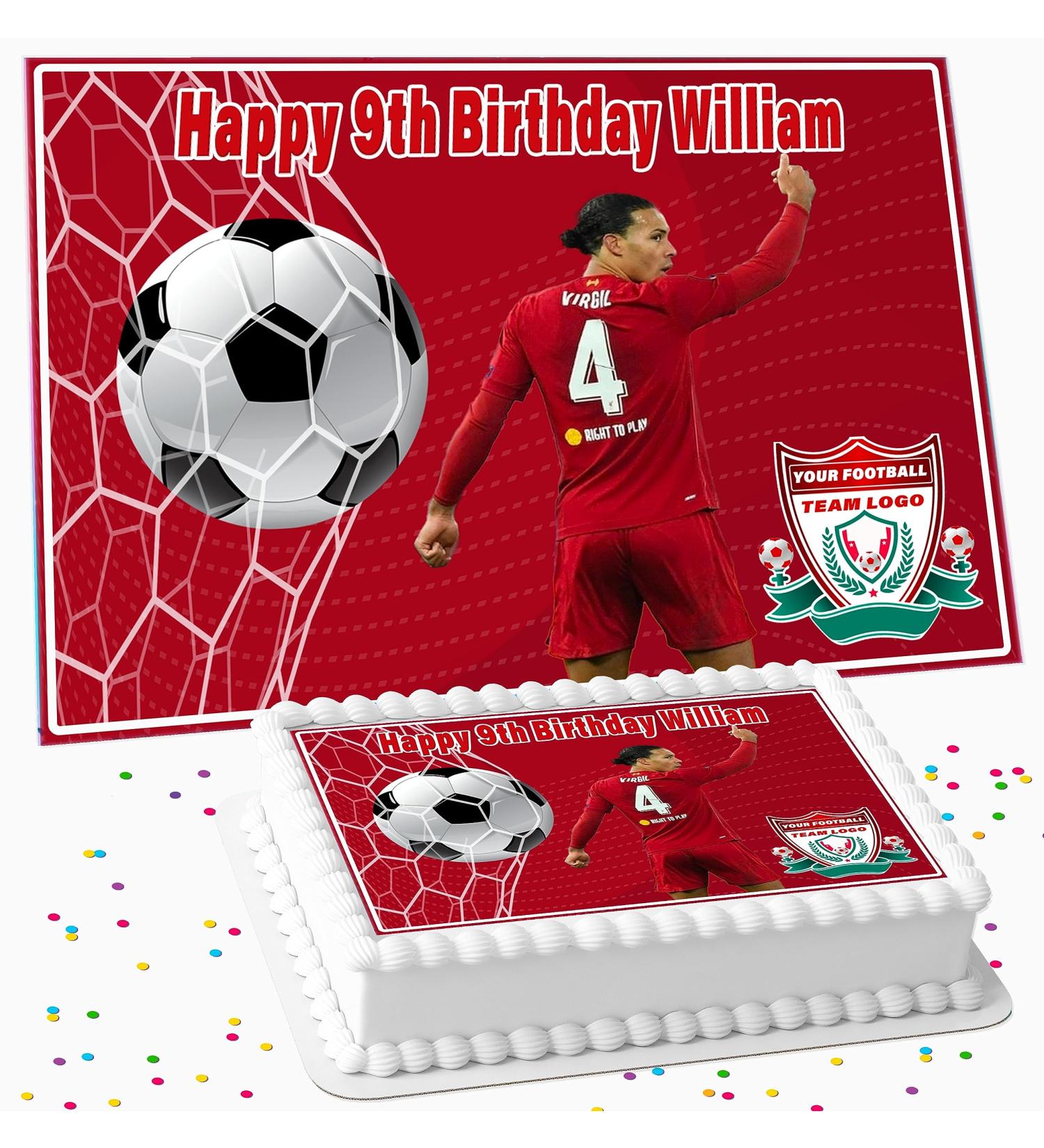 FOOTBALL TEAM FAVOURITE PLAYER PERSONALISED BIRTHDAY EDIBLE ICING COSTCO CAKE TOPPER RF-9
