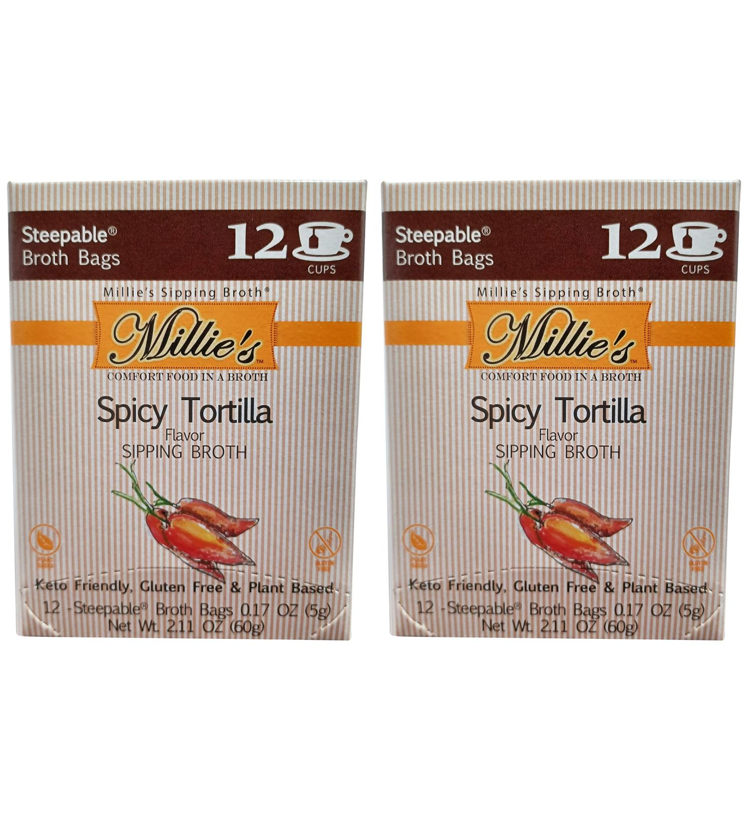 Millie's Organic Gluten-Free Vegetable Sipping Broth Tea Bags - Spicy Tortilla Flavor (2-Pack) - Buy Online on GoSupps.com
