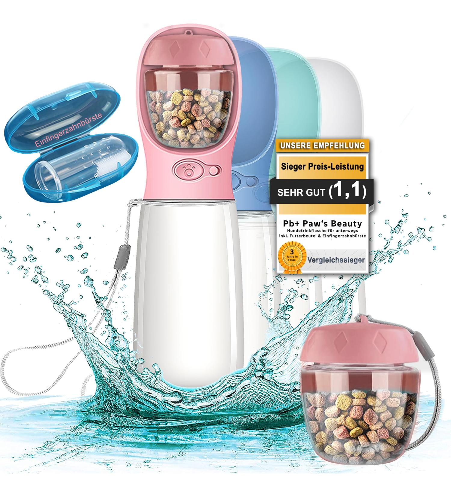 Buy NEW 3 Series Dog Drinking Bottle Gift Set | 550ml Leak-Proof & On-the-Go | Includes Feed Bag & Toothbrush | Premium Pink Dog Bottle - Buy Online on GoSupps.com
