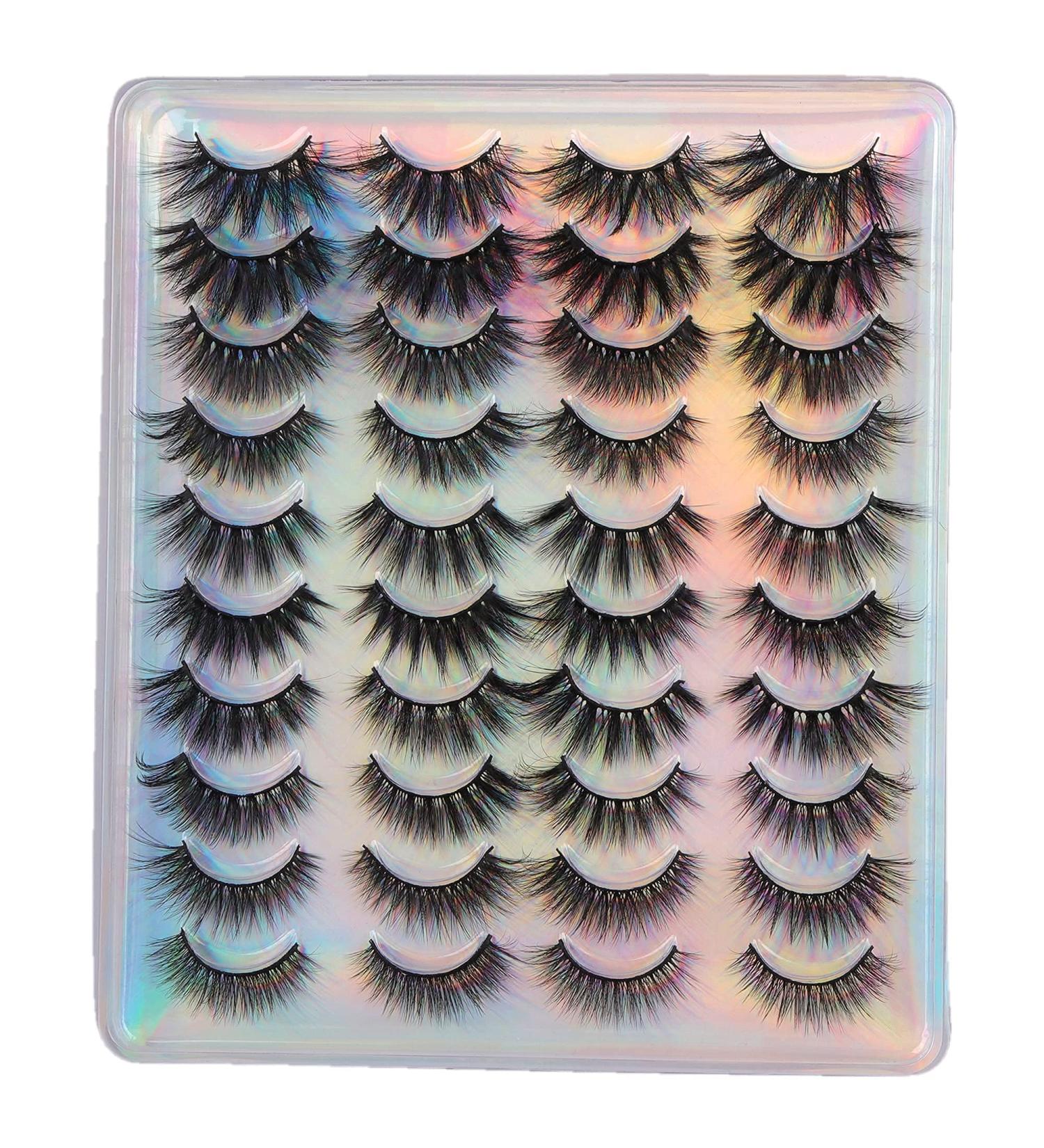 Boahankuke D False Eyelashes Multipack - 20 Pairs, 10 Styles | Natural Wispy Look, 18-20mm 3D Fluffy Crossed Faux Mink Lashes Pack for Cat eye & Round Shape - Buy Online on GoSupps.com