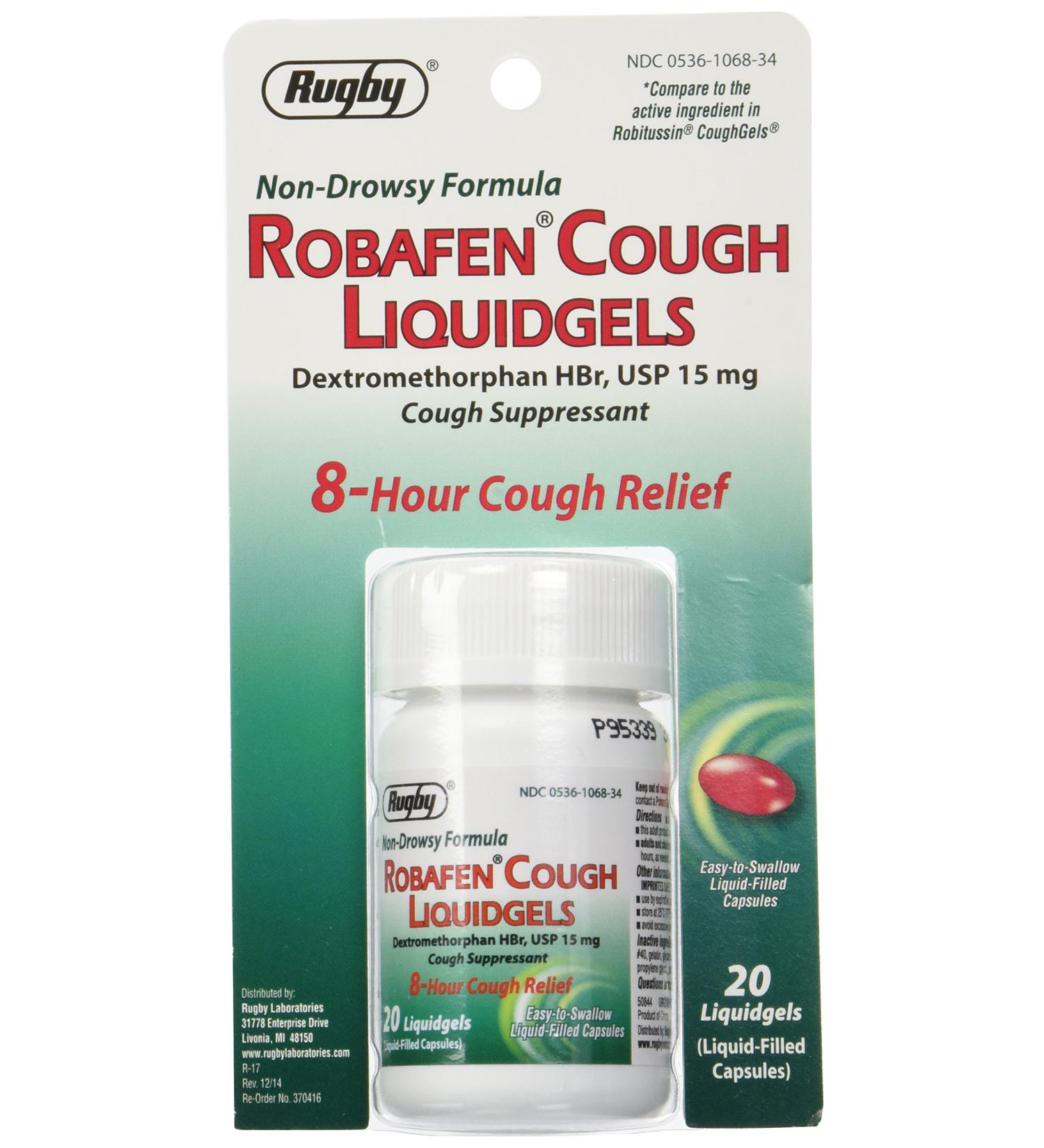 Robafen Cough Liquidgels - 15mg Dextromethorphan HBr 20 Liquidgels (4 Packs) | Fast International Shipping - Buy Online on GoSupps.com
