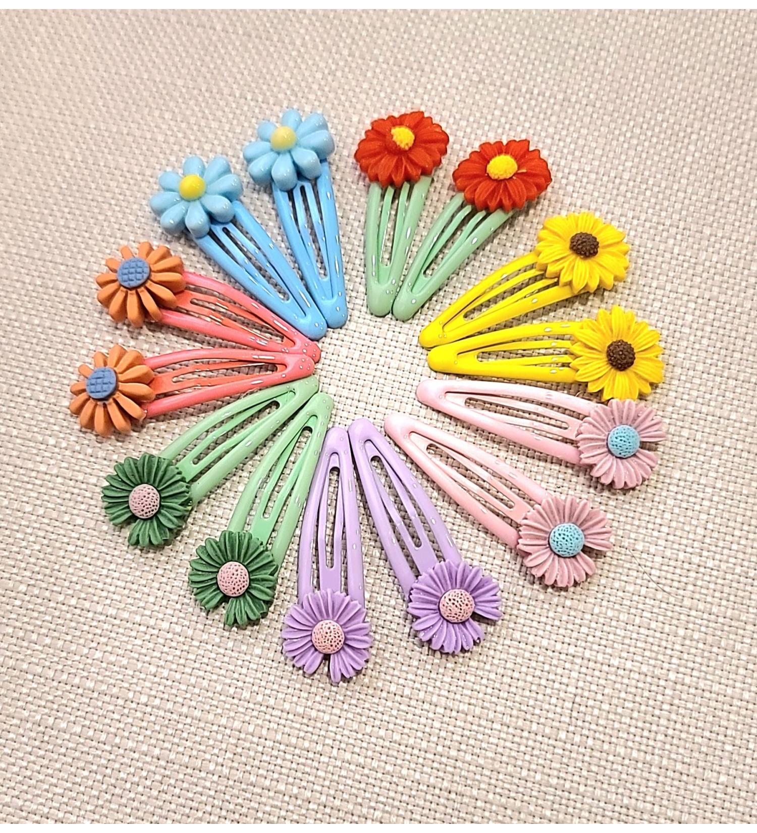 Cute 40 Pcs Hair Clips for Girls - Multi Coloured Metal Snap Hair Accessories with Different Designs - Flower Clips for Baby Girls - 2 Inches Long - Buy Online on GoSupps.com