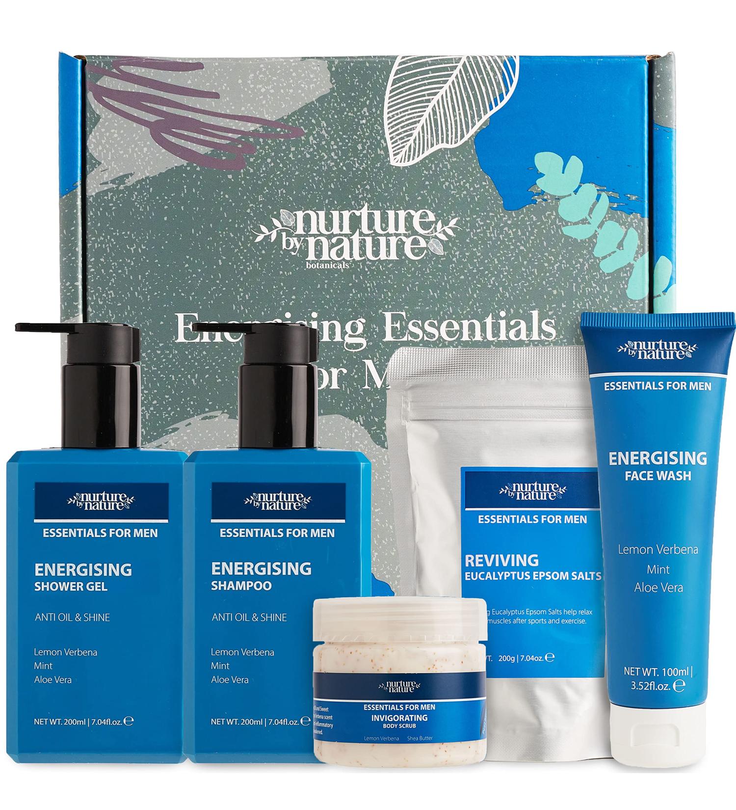 Nurture by Nature Men's Gift Set - 5-Piece Body Care Products for Men | Christmas Gift Basket for Him | Men's Bath & Shower Set - Buy Online on GoSupps.com