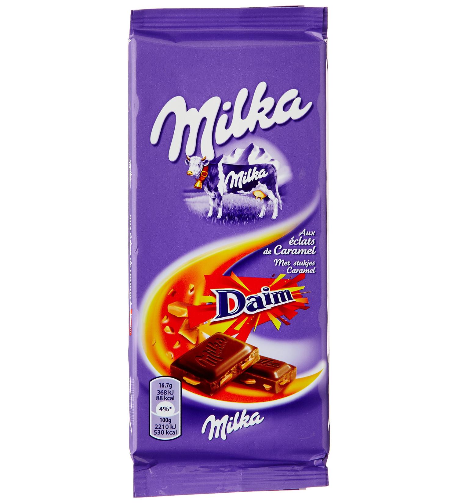 Milka Chocolate with Caramel Chips Daim Pack of 2 X 100 g - Buy Online on GoSupps.com