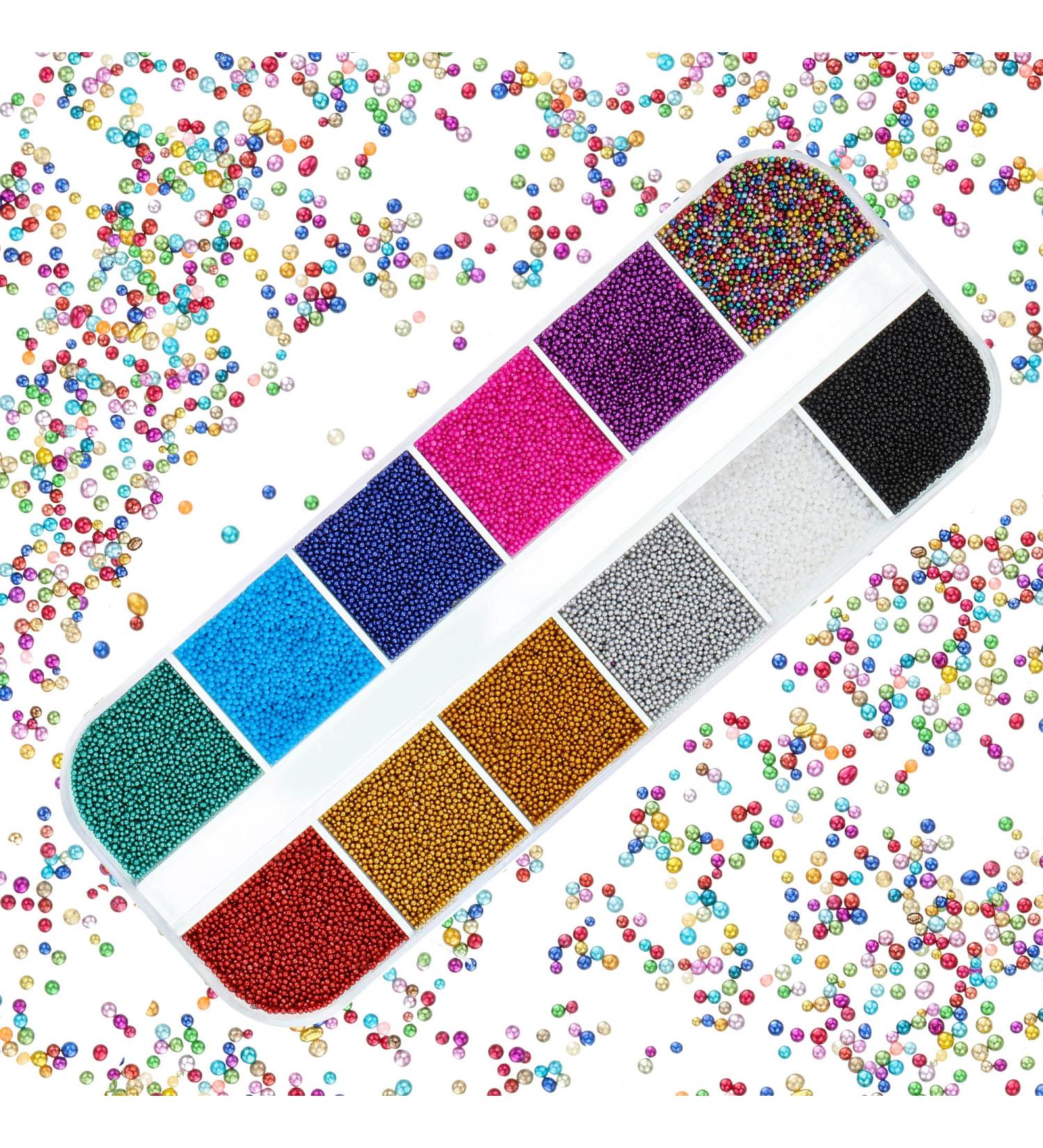 12 Grids Nail Micro Pixie Beads Multicolor Tiny Glass Rhinestone Elf Micro Caviar Crystal Beads for DIY Embellishment Decorations - Buy Online on GoSupps.com