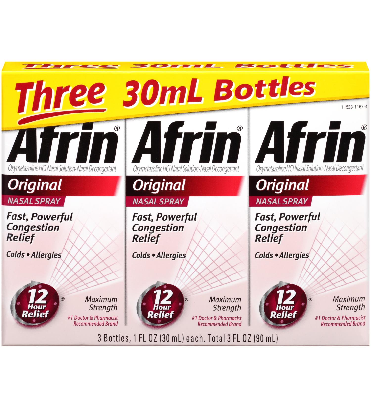 Afrin Original Nasal Spray 3 Pack - 1 Fl Oz Per Pack | Fast & Effective Sinus Relief - Buy Online on GoSupps.com