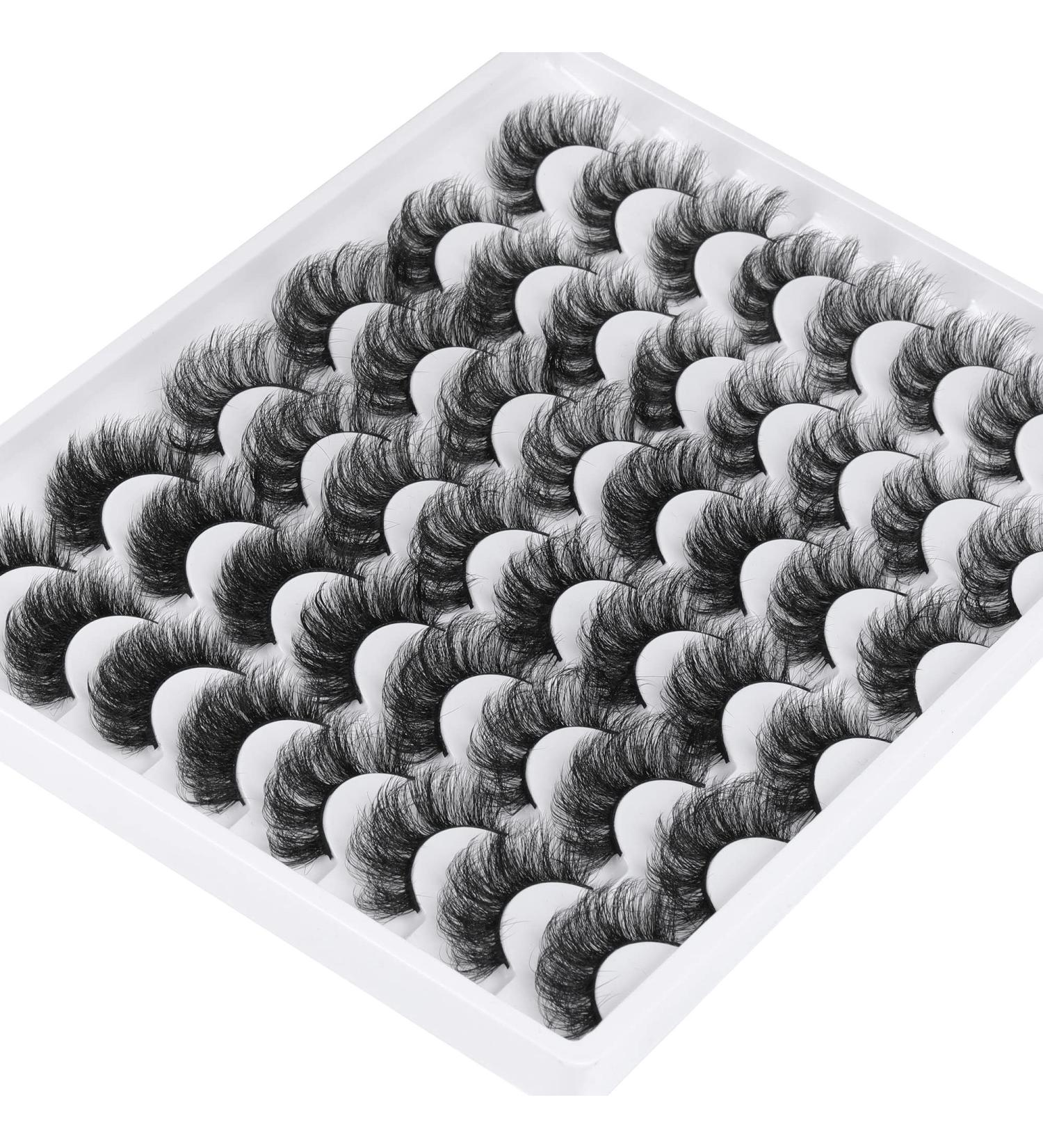 24 Pairs Mink Fluffy False Eyelashes 20MM Wispy Thick Volume D Curl - Multipack of A-Fluffy 6 Styles - Buy Online on GoSupps.com