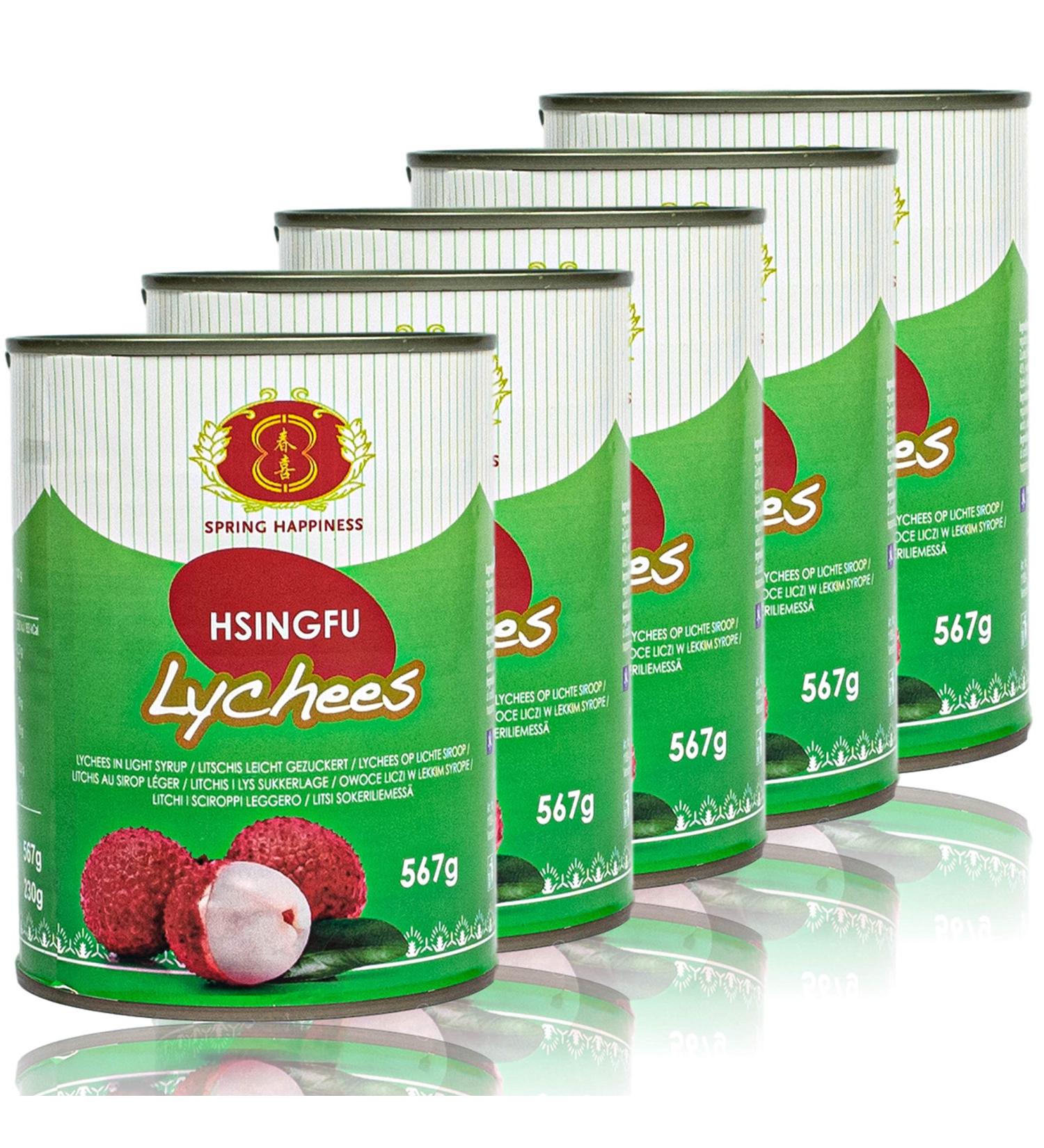 Buy Spring Happiness - Pack of 5 Premium Lychees (567g Can) | Original Lychee Litchi - Traditionally Preserved | International Shipping Available - Buy Online on GoSupps.com