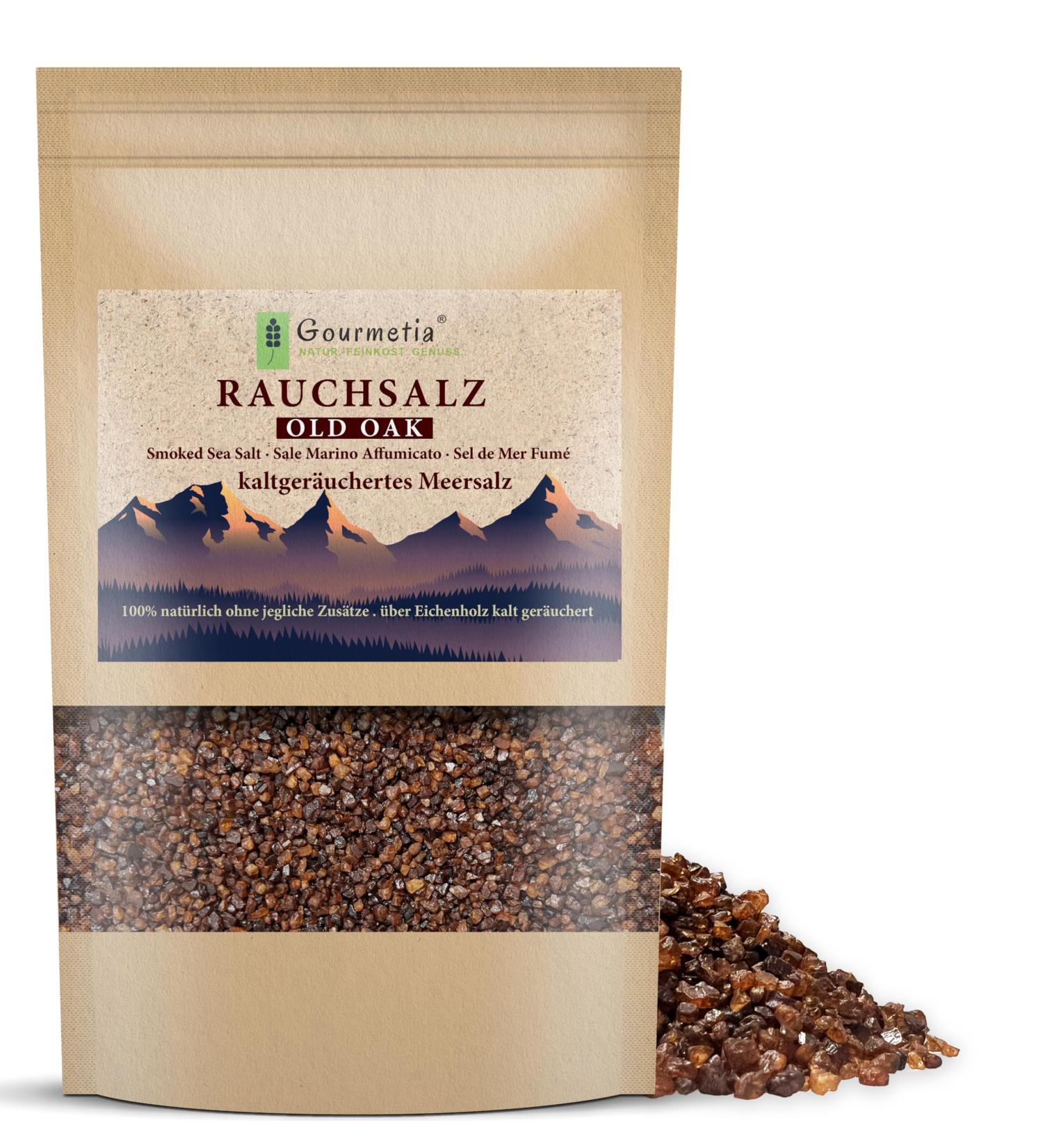 Gourmetia Smoked Salt Coarse 900g - Natural Cold Smoked Sea Salt | Fine 900g Available - Premium Quality for Gourmet Cooking - Buy Online on GoSupps.com