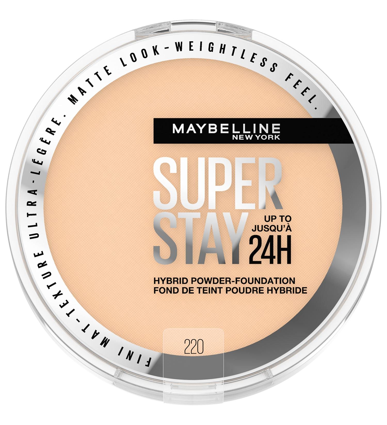 Maybelline Super Stay 24HR Hybrid Powder-Foundation Medium-to-Full Coverage Makeup - Matte Finish - Shade 220 - Buy Online on GoSupps.com