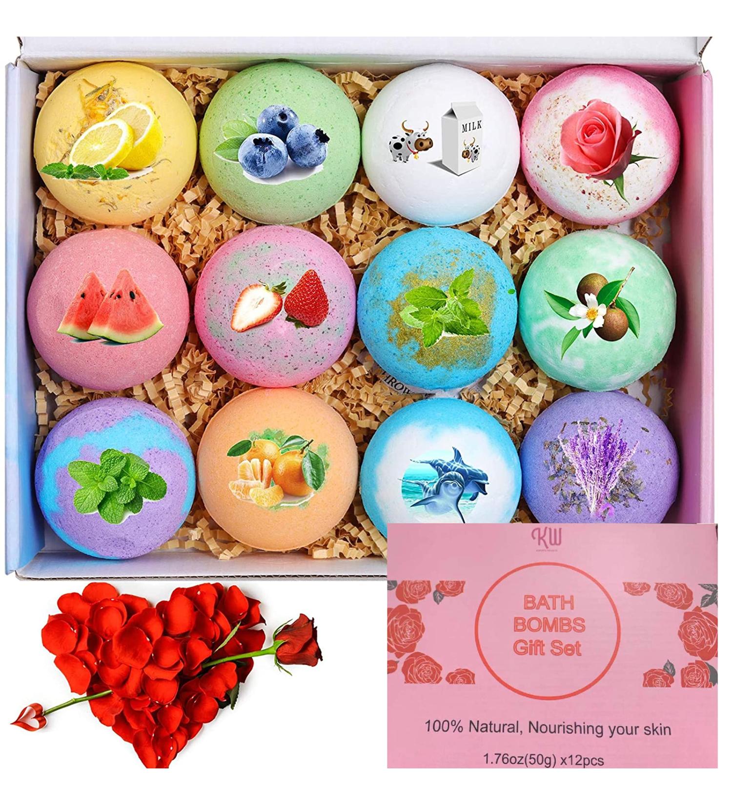 12-Piece Natural Organic Bath Bomb Gift Set with Rich Fizz - Perfect Birthday or Mother's Day Gift for Kids, Women, and Men - Buy Online on GoSupps.com