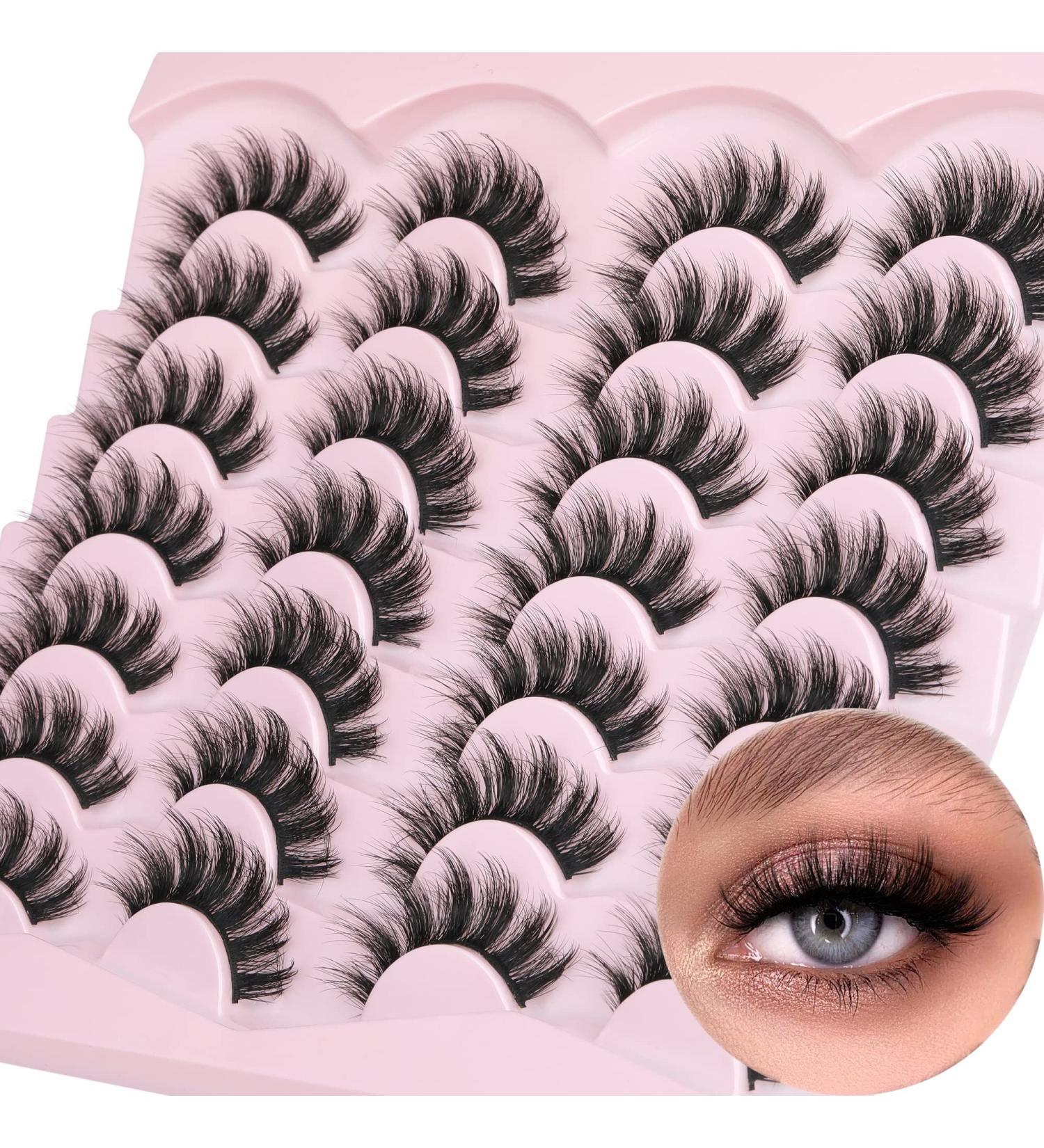 Fluffy Mink Wispy False Eyelashes 14 Pairs - FANXITON Natural Lashes (6B) - 16mm - Buy Online on GoSupps.com