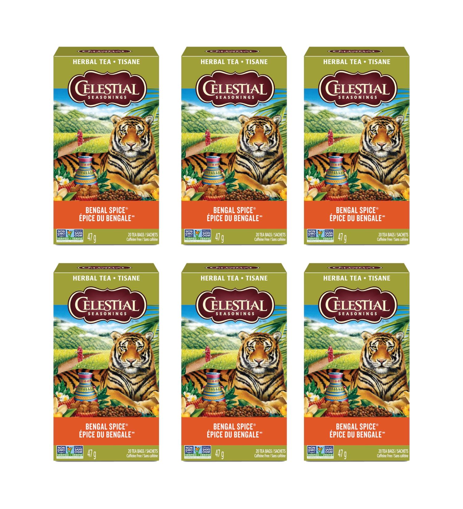 Celestial Seasonings Bengal Spice Herbal Tea Caffeine Free 20 Tea Bags Box 6-Pack - Buy Online on GoSupps.com