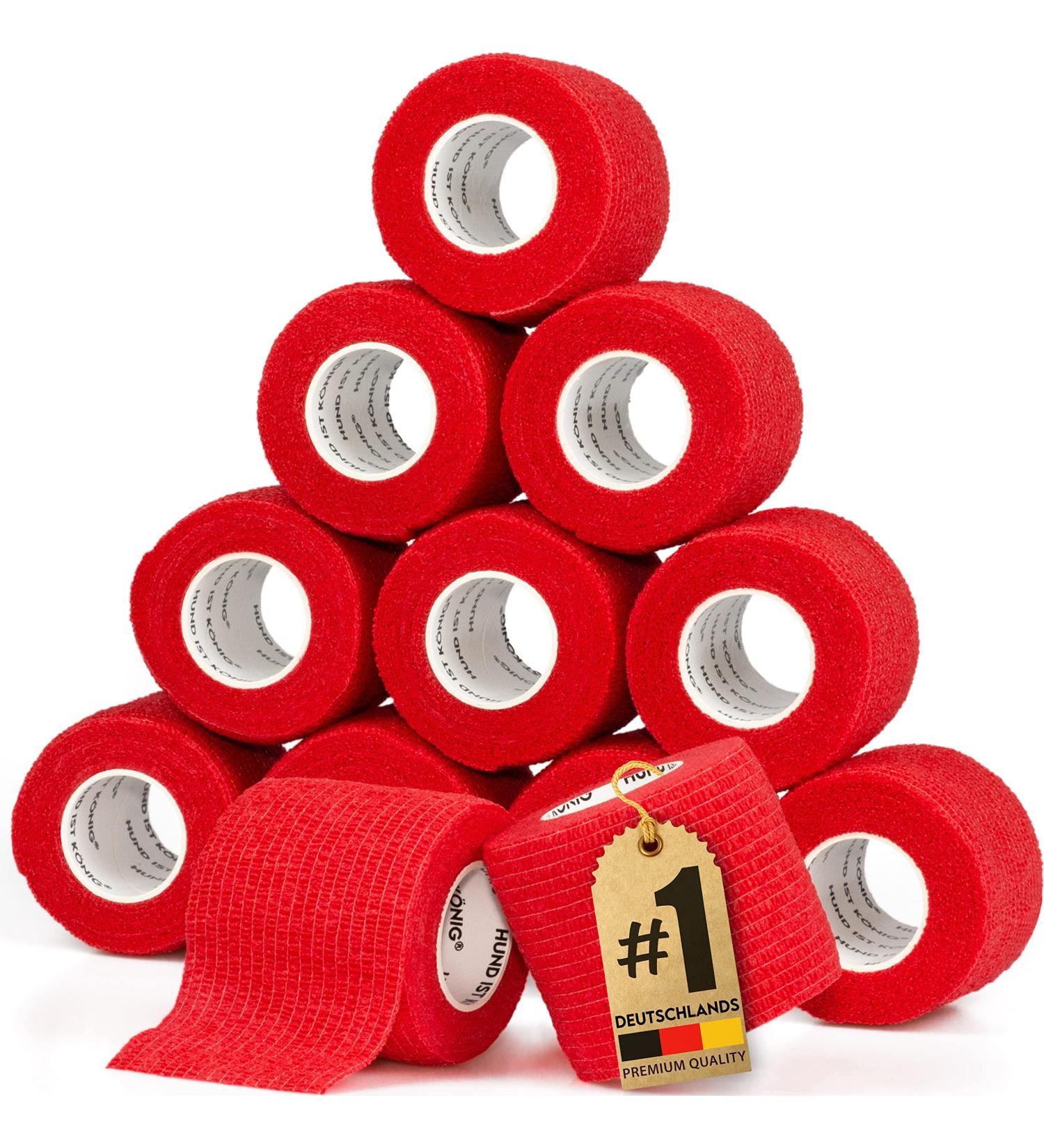 Hund ist K nig Self-Adhesive Elastic Binding Bandage 12x4.7m - Ideal for Humans & Animals - 12 Rolls (5cm x 4.7m) Red - Shop Now! - Buy Online on GoSupps.com